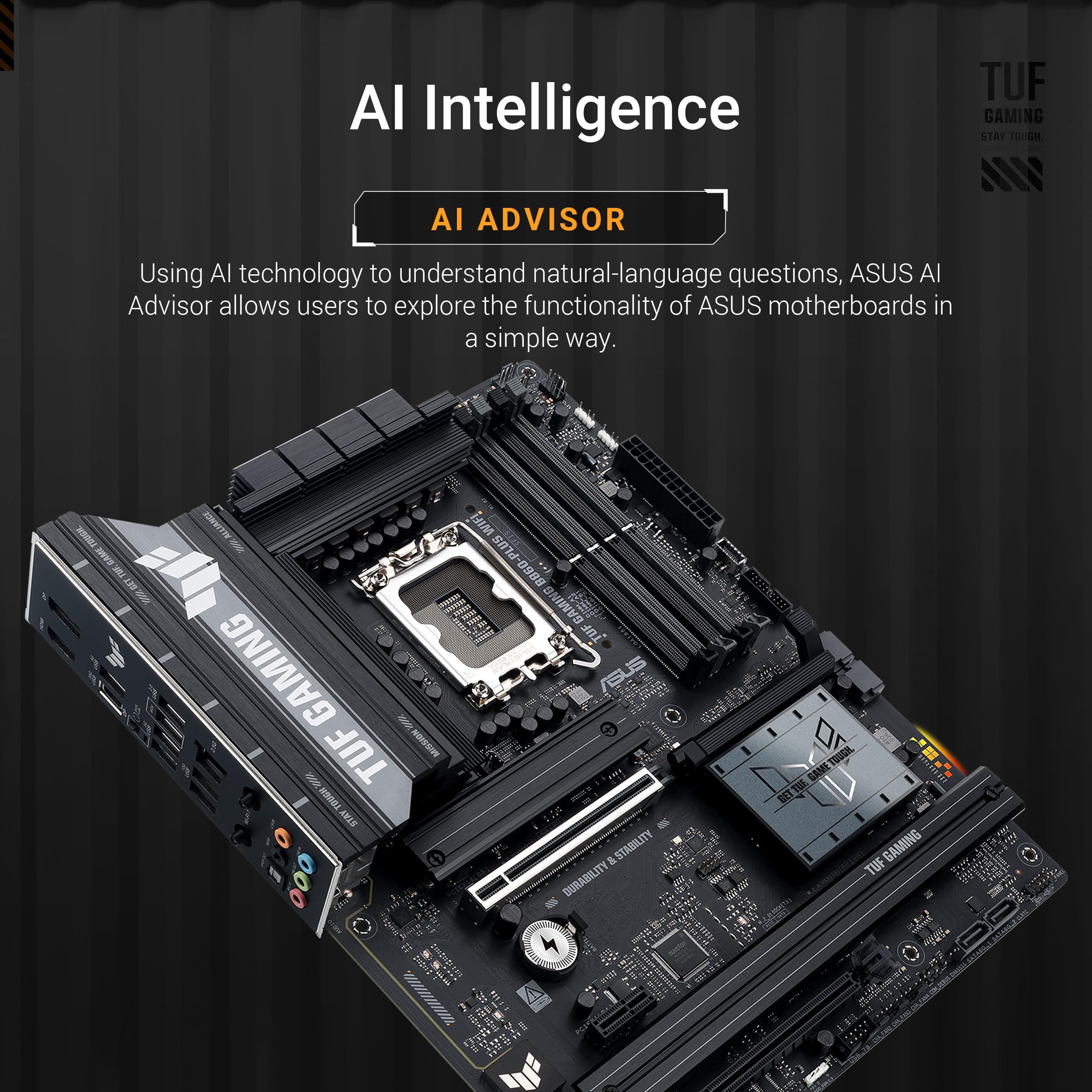 ASUS TUF Gaming B860-PLUS WiFi B860 LGA 1851 ATX Motherboard, Intel® Core™ Ultra Series 2 Ready, Advanced AI PC-Ready, 12+1+2+1 Stufen, DDR5, PCIe 5.0, 3X M.2, Wi-Fi 7, 2.5Gb LAN, USB 20Gbps Type-C® Bild 3