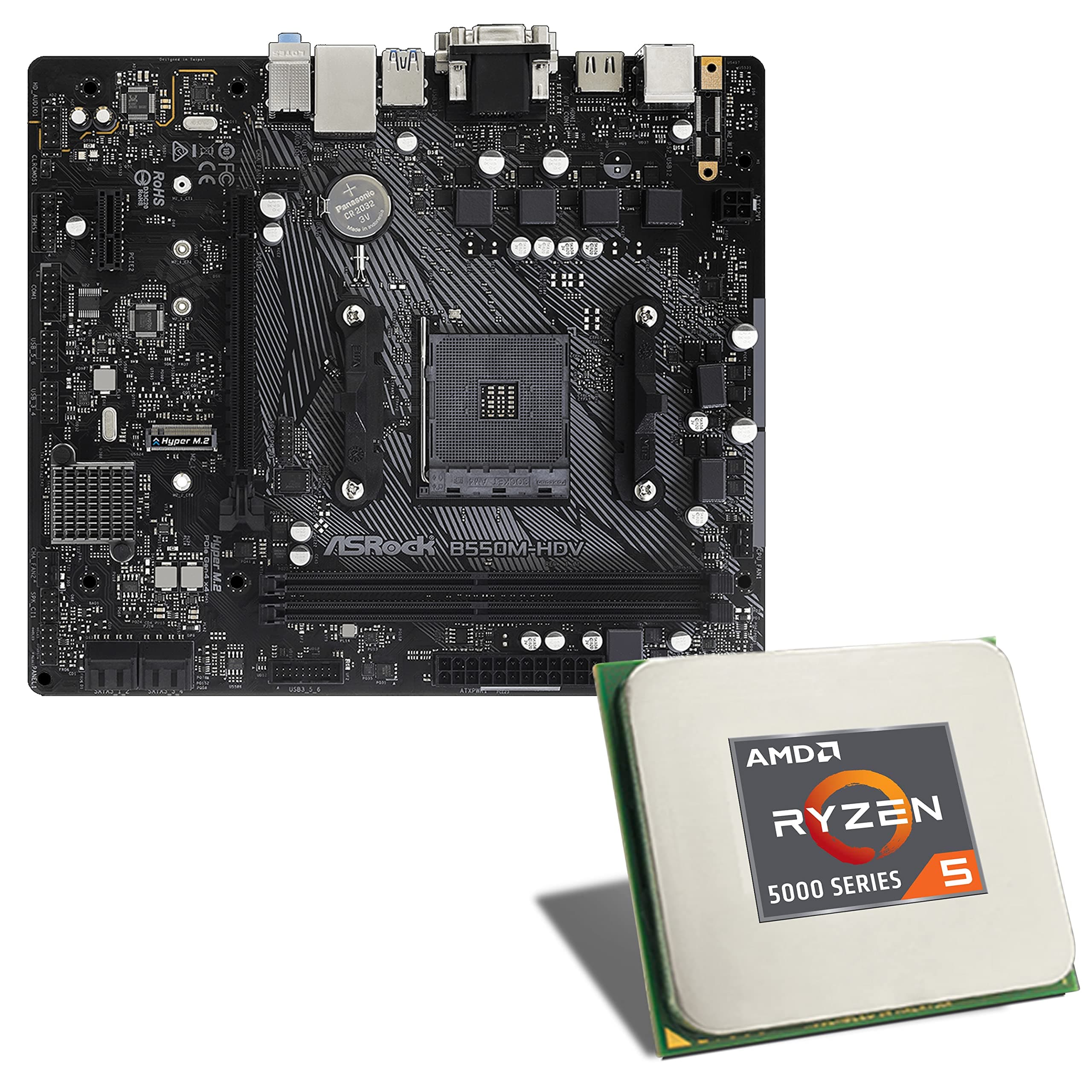 Mainboard Bundle | AMD Ryzen 5 5600X, 6X 3700 MHz, B550M-HDV, 1x M.2 Port, PCIe 4.0 x16, USB 3.1 | Tuning Kit | CSL PC Aufrüstkit No RAM AMD Ryzen 5 5600X