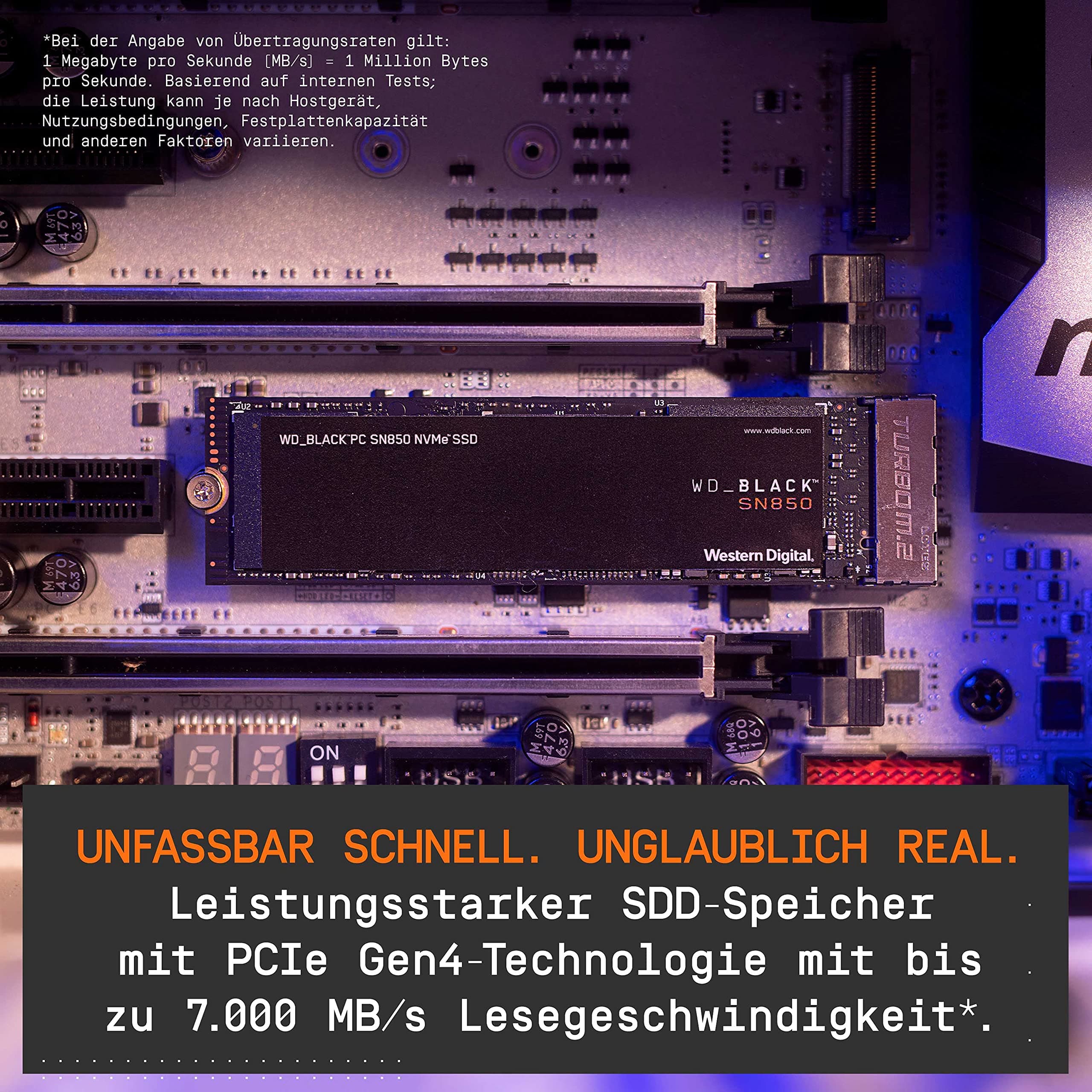WD_BLACK SN850 NVMe SSD 1 TB interne SSD (Gaming SSD, PCIe Gen4-Technologie, Lesen 7.000 MB/s, Schreiben 5.300 MB/s) Schwarz,Festkörper-Laufwerk Bild 5