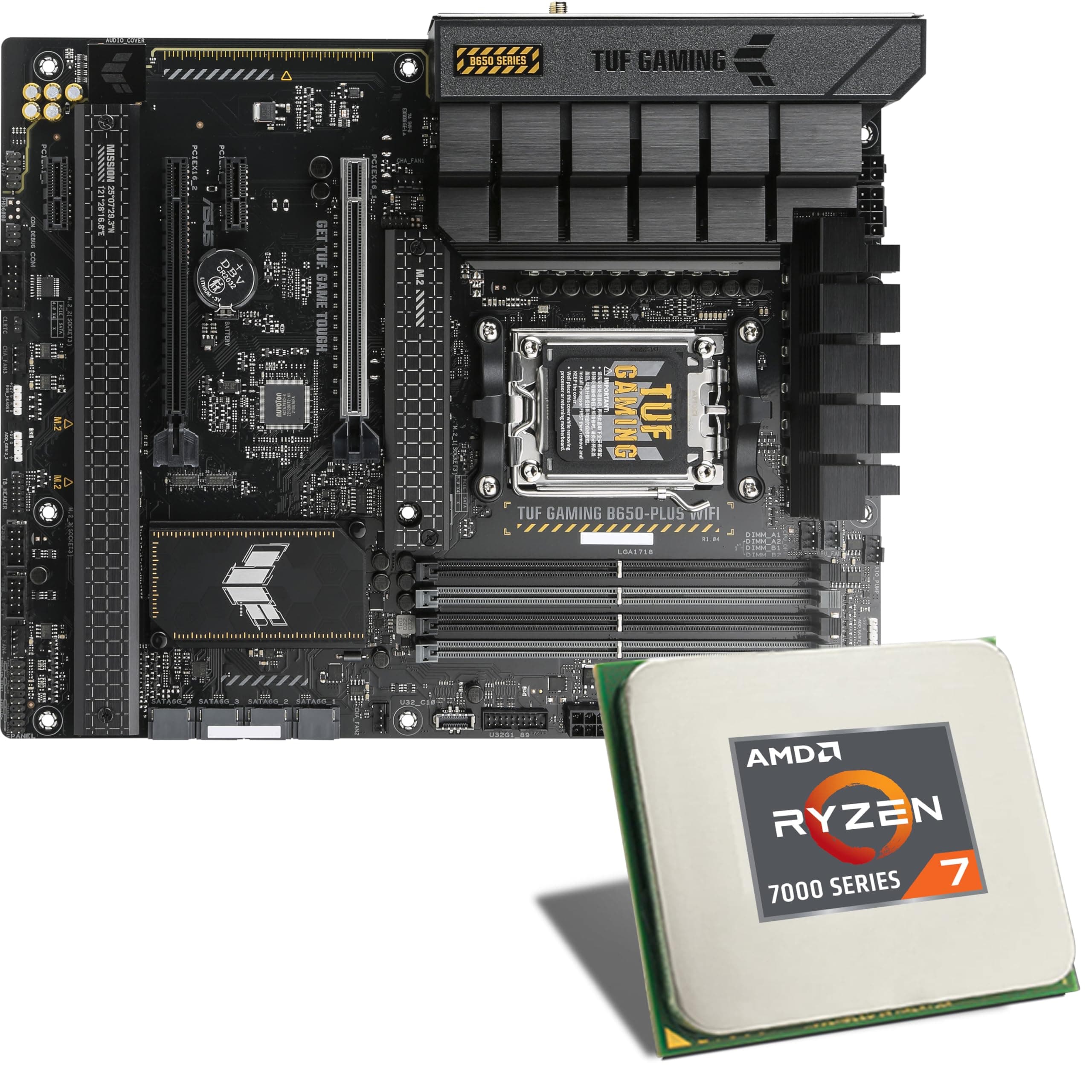 Mainboard Bundle | AMD Ryzen 7 7700, 8X 3800 MHz, ASUS TUF Gaming B650-PLUS WiFi, 3X M.2 Port, PCIe 4.0 x16, USB 3.2 Gen2 | Tuning Kit | CSL PC Aufrüstkit No RAM AMD Ryzen 7 7700