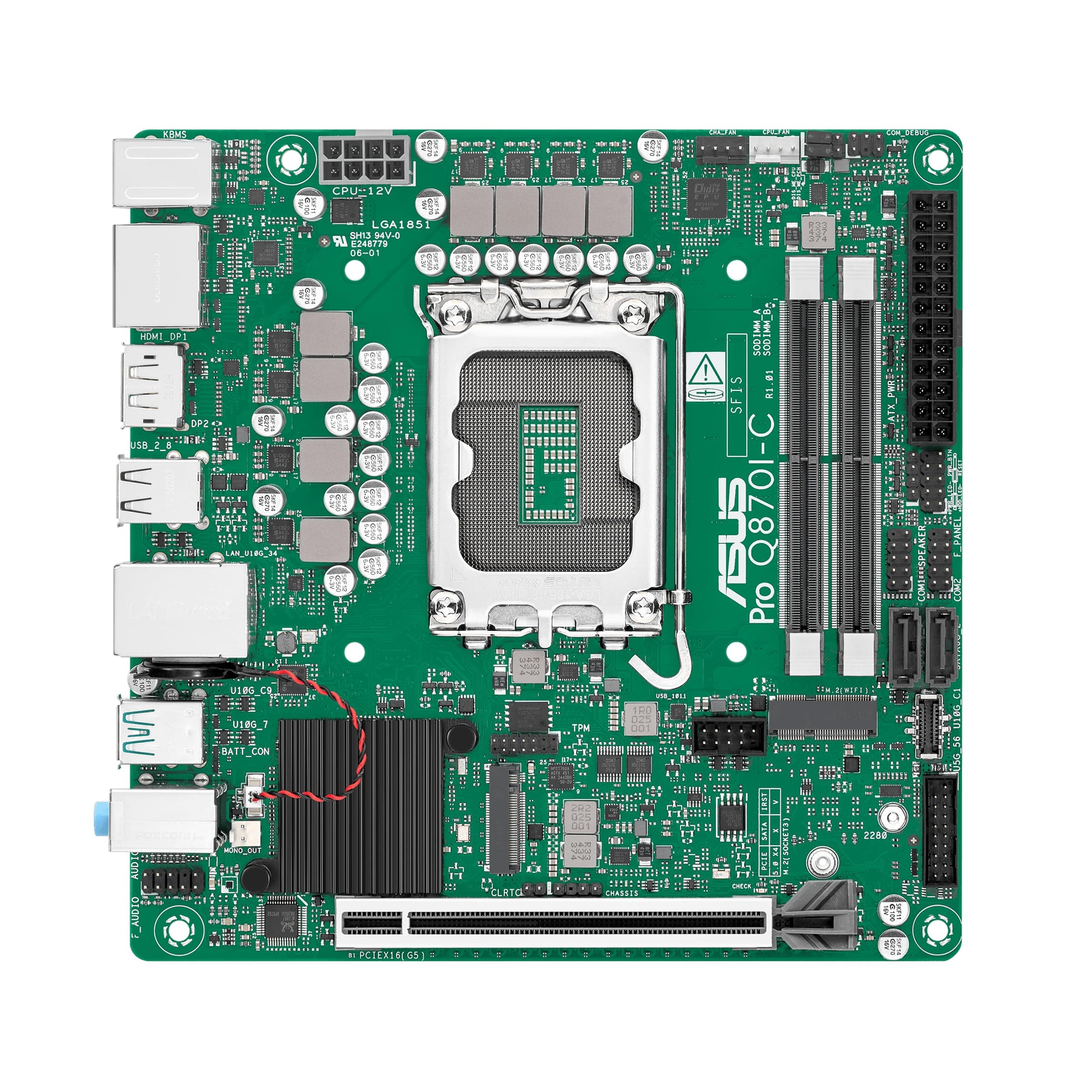 ASUS PRO Q870I-C-CSM Business Mini-ITX-Mainboard Sockel Intel LGA 1851 (mini-ITX, Intel VPro, DDR5 Speicher, PCIe 5.0, Q-LED Core, ASUS Control Center Express, SafeSlot) Bild 2