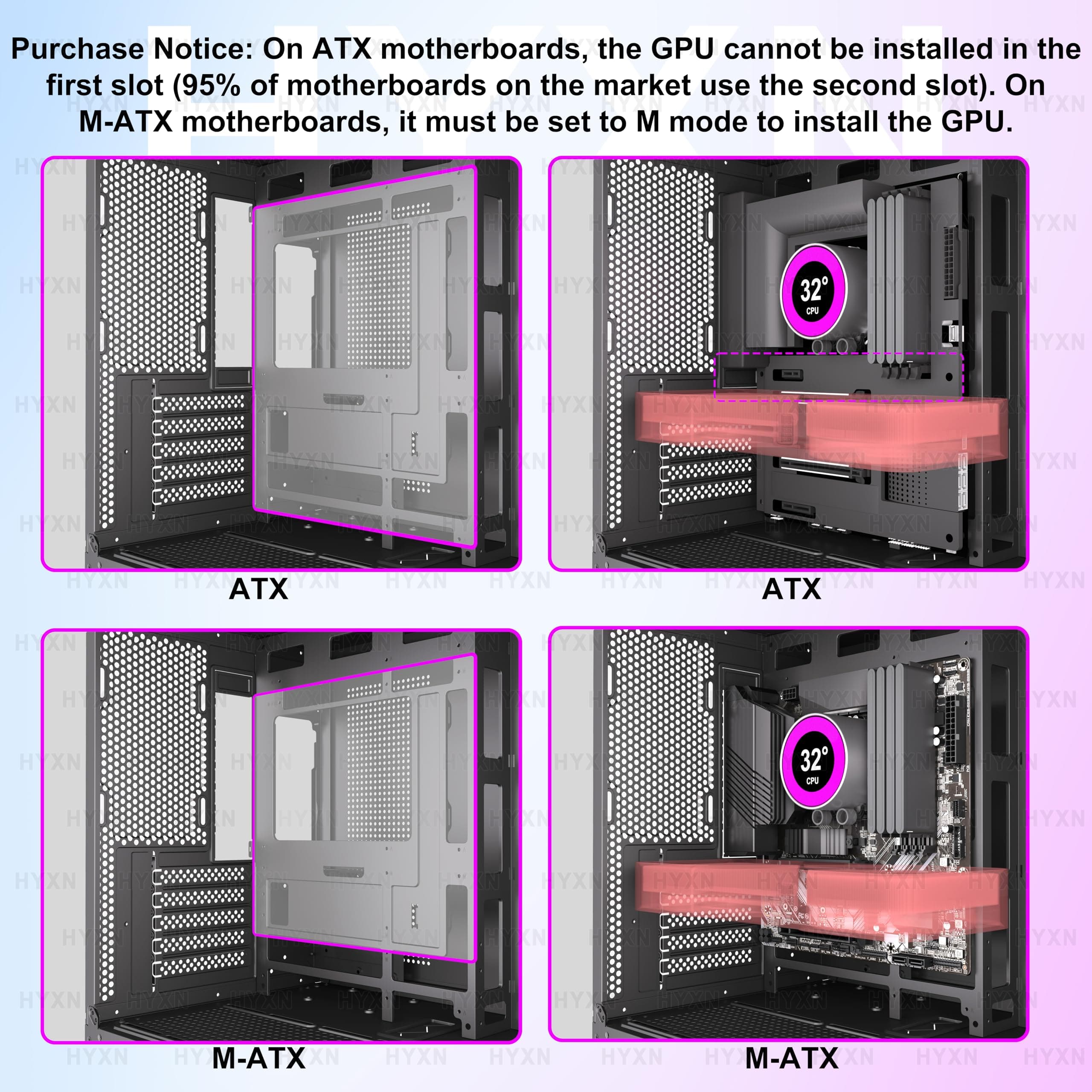 H3(2026) PC Gehäuse ATX – Vorinstalliert mit 6 Infinity Mirror PWM ARGB-Lüftern, Kompakter ATX Dual Kammer Mid Tower Gaming PC Gehäuse, 360MM Rad Unterstützung,mit Type-C 3.2 (Schwarz) Bild 3