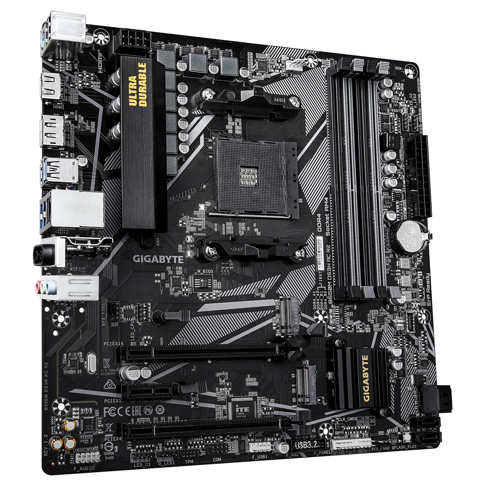 GIGABYTE B550M DS3H AC R2 Mainboard – AMD Ryzen 5000 Prozessoren, 5+3 Phasen VRM, bis zu 4733 MHz DDR4 (O.C.), 1x PCIe 4.0 + 1x PCIe 3.0 M.2, Wi-Fi 5, 1 GbE LAN, USB 3.2 Gen 1 Bild 5