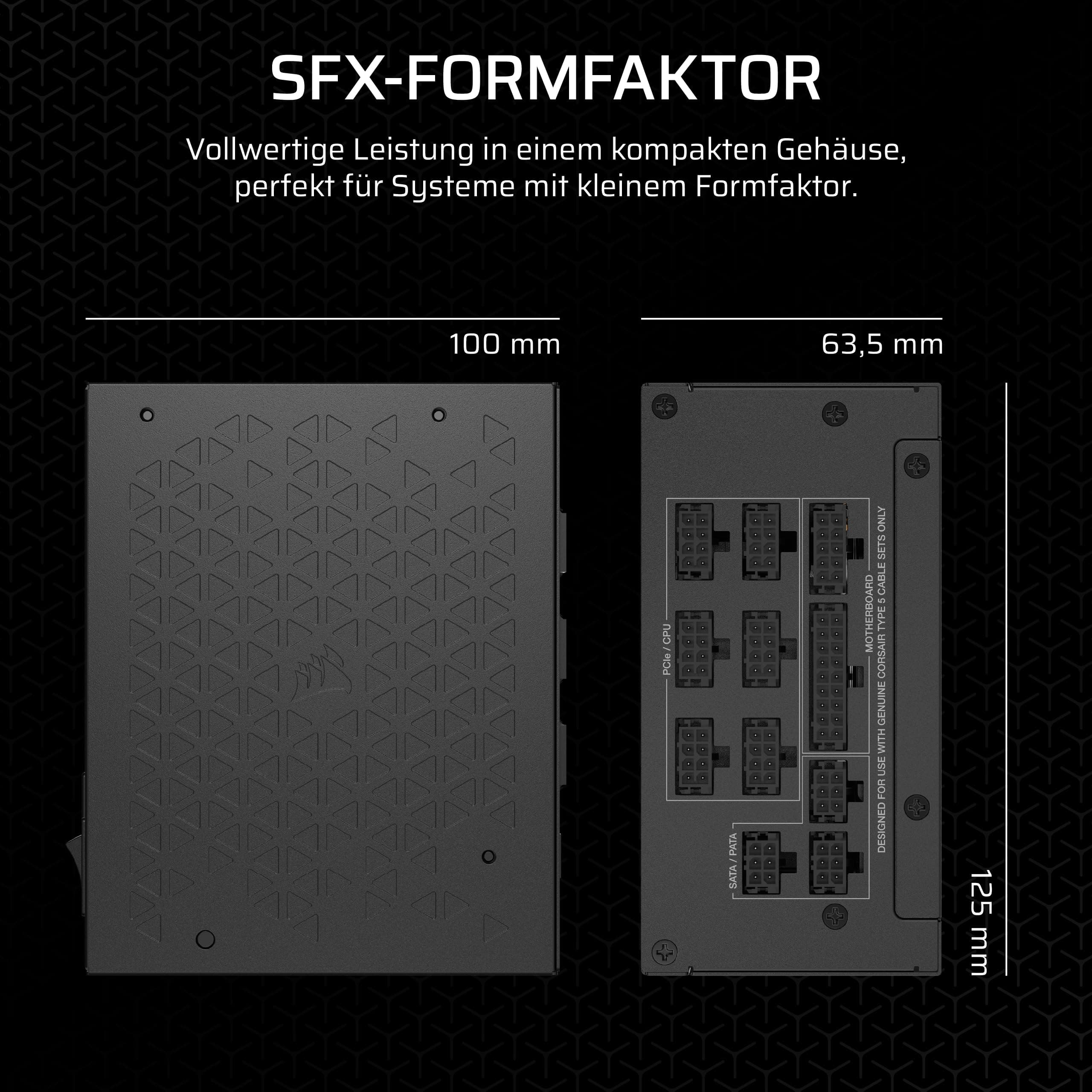 CORSAIR SF1000 (2024) Vollständig Modulares Geräuscharmes 80 Plus Platinum ATX-Netzteil – ATX 3.1-Kompatibel – PCIe 5.1-Fähig – SFX-to-ATX-Halterung im Lieferumfang Enthalten – Schwarz 1000 Watt Bild 7