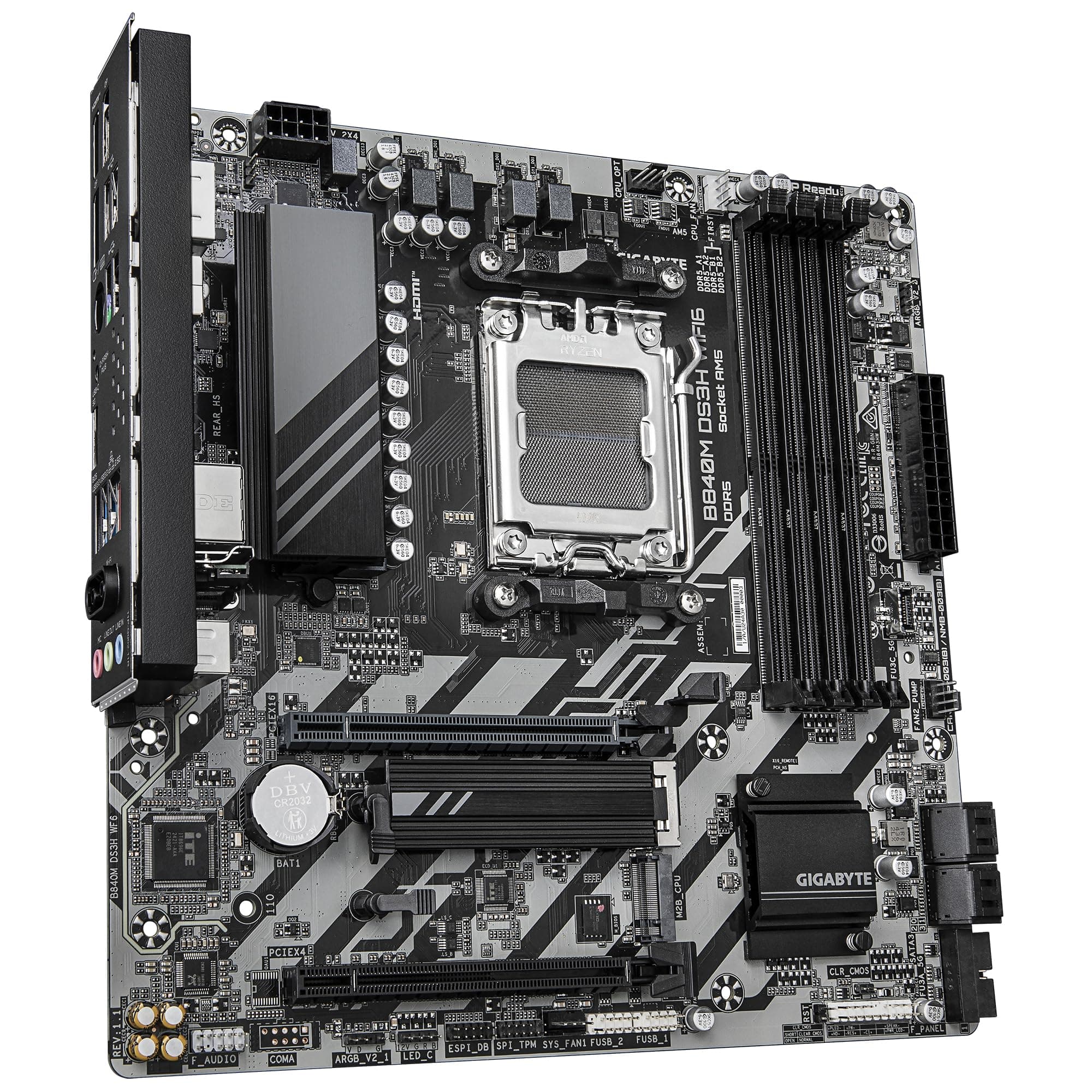 GIGABYTE B840M DS3H WIFI6 Mainboard – AMD Ryzen 9000 Prozessoren, 8+2+2 Phasen VRM, bis zu 8200 MHz DDR5, 2 x PCIe 4.0 M.2, Wi-Fi 6, 2,5 GbE LAN, USB 3.2 Gen 1 Bild 5