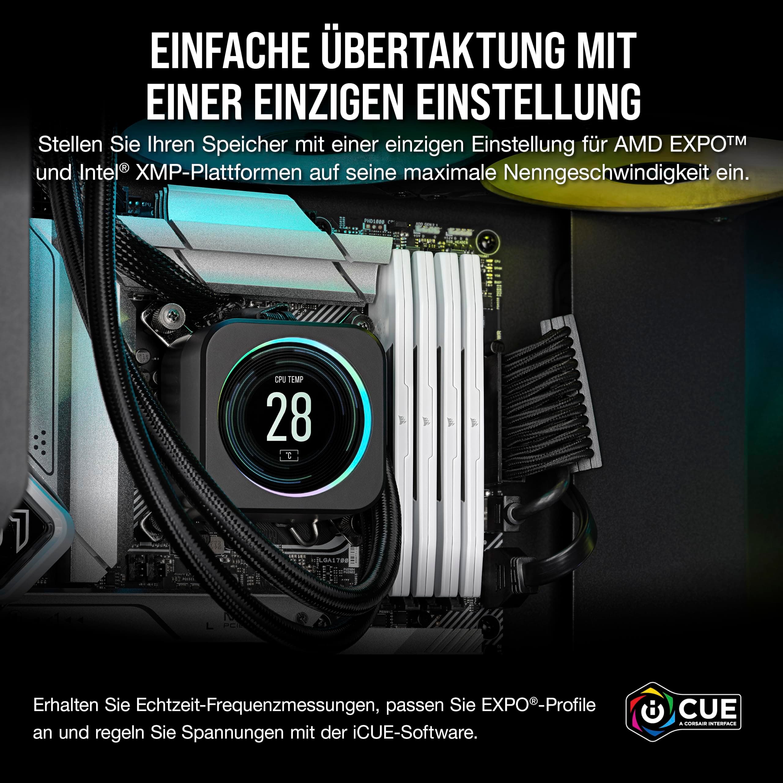 CORSAIR Vengeance DDR5 RAM 32GB (2x16GB) Bis zu 6400MHz CL36-48-48-104 1.35V AMD EXPO Intel XMP 3.0 Desktop-Arbeitsspeicher – Weiß (CMK32GX5M2B6400Z36W) Bild 8