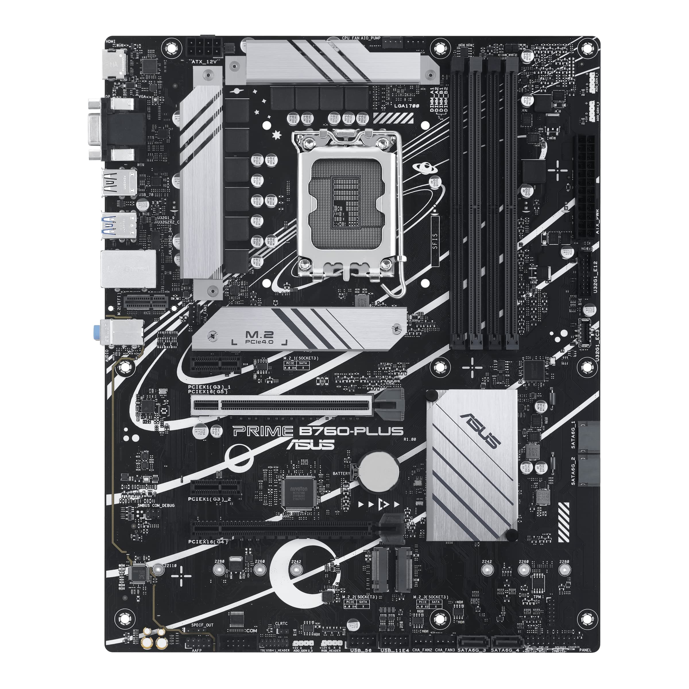 ASUS Prime B760-PLUS Intel B760 (13. und 12. Generation) LGA1700 ATX Motherboard PCIe 5.0, DDR5, 3X PCIe 4.0 M.2 Slots, 2,5 GB LAN, DP, HDMI, USB 3.2 Gen 2x2 Typ-C, Front USB 3.2 Gen 1 Type-C, Bild 2