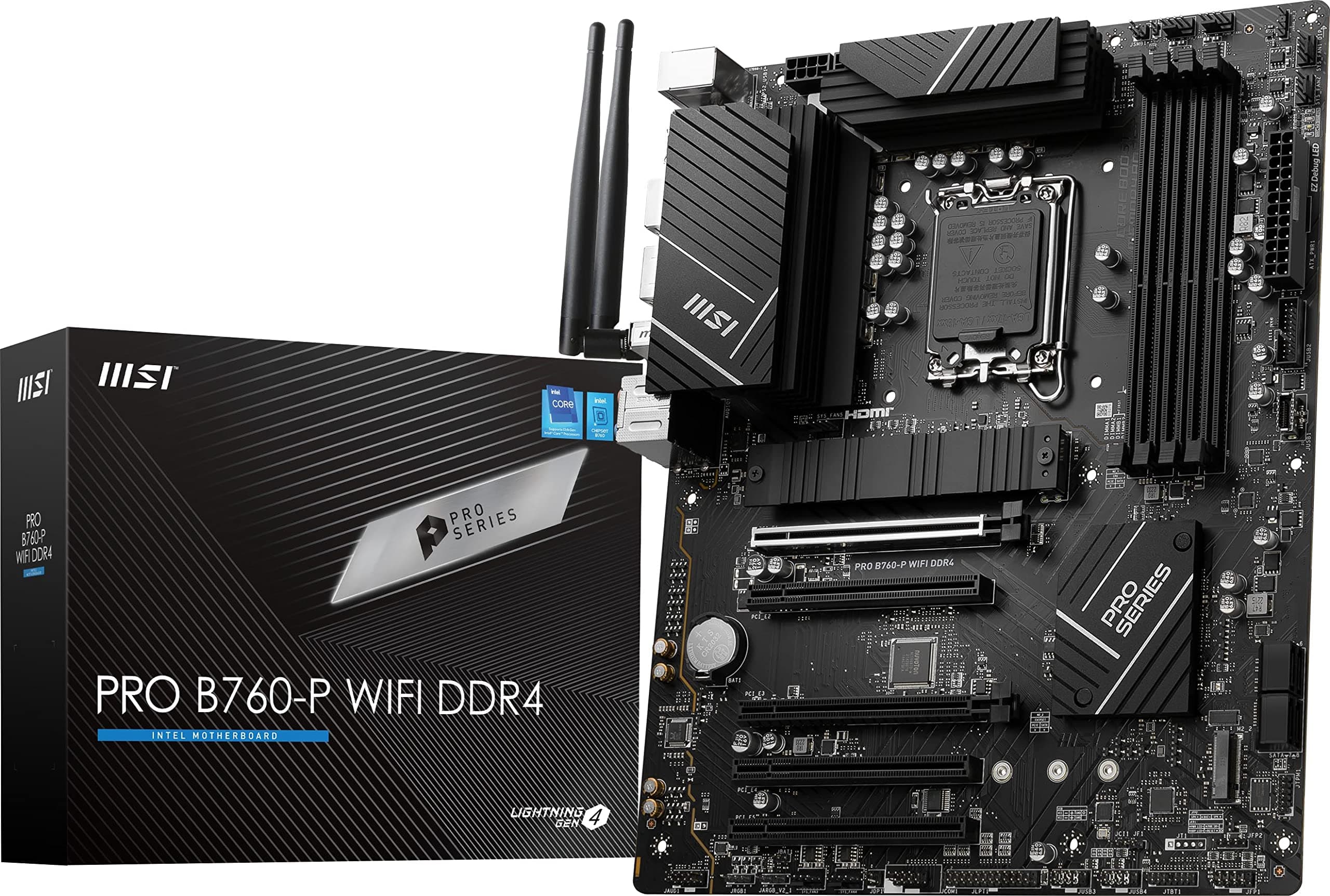 MSI PRO B760-P WiFi DDR4 ProSeries Motherboard (unterstützt Intel Prozessoren der 12. / 13. Generation, LGA 1700, DDR4, PCIe 4.0, M.2, 2,5 Gbit/s LAN, USB 3.2 Gen2, Wi-Fi 6E, ATX) Bild 2
