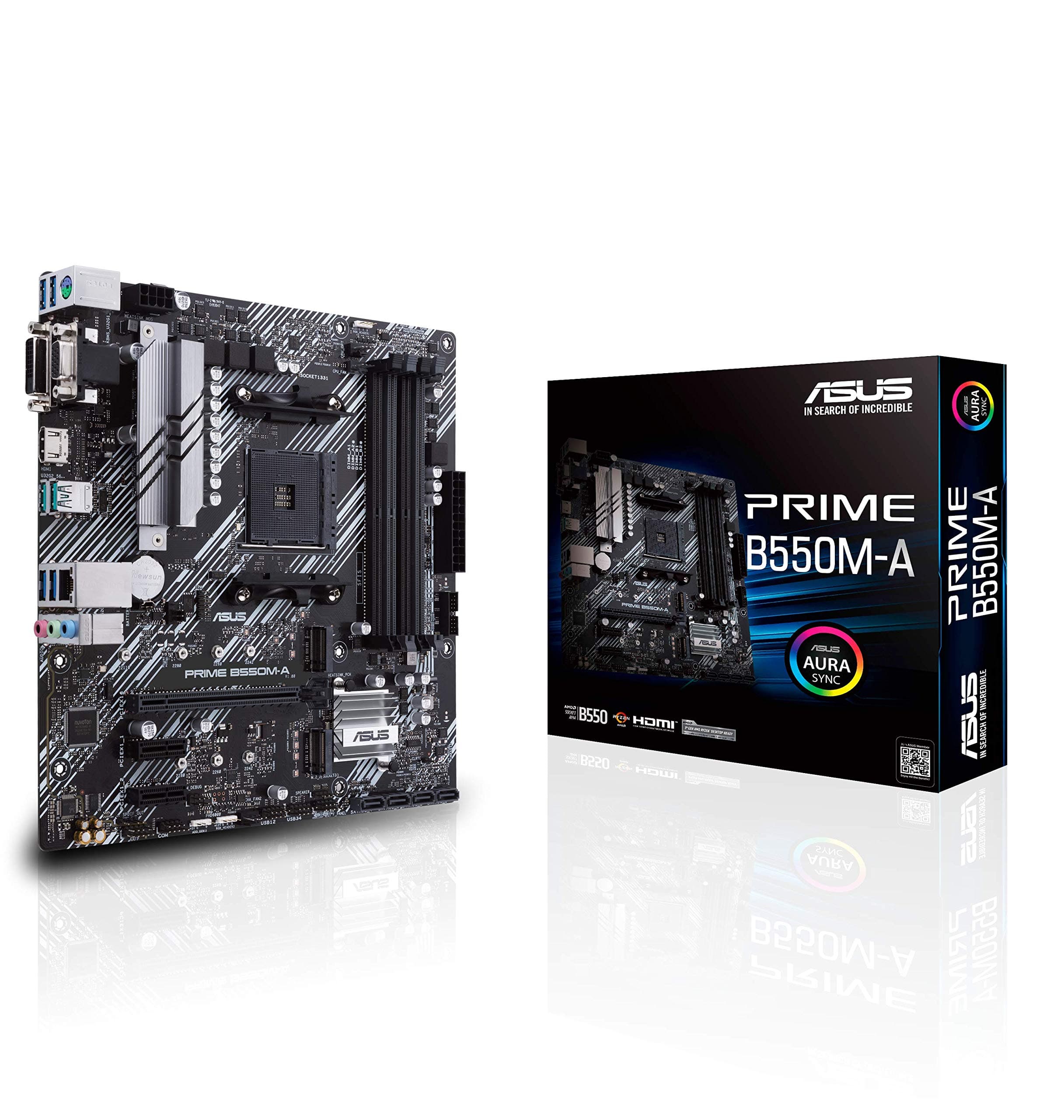 ASUS Prime B550M-A/CSM AMD AM4 (3rd Gen Ryzen™) microATX Commercial Motherboard (PCIe 4.0, ECC-Speicher, 1 GB LAN, HDMI 2.1/D-Sub, 4K @ 60HZ, TPM, ASUS Control Center Express) Bild 2