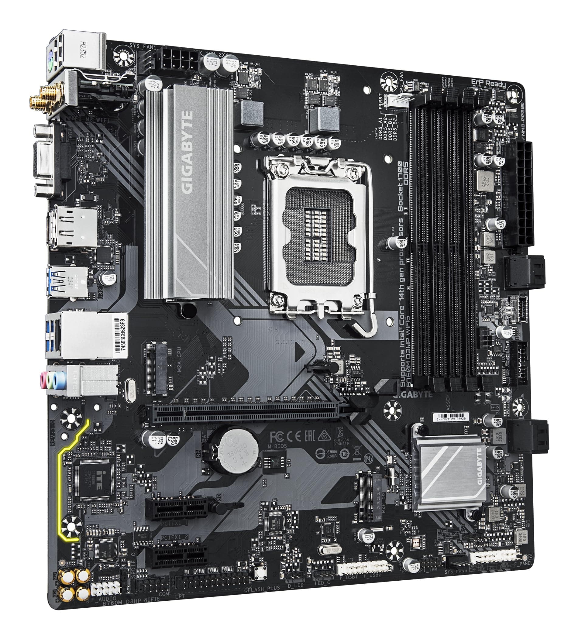 GIGABYTE B760M D3HP WIFI6 Mainboard – Unterstützt Intel Core Prozessoren der 14. Generation, digitales 4+1+1 Phasen VRM, bis zu 5600 MHz DDR5, 2X PCIe 4.0 M.2, Wi-Fi 6, GbE LAN, USB 3.2 Gen 1 Bild 7