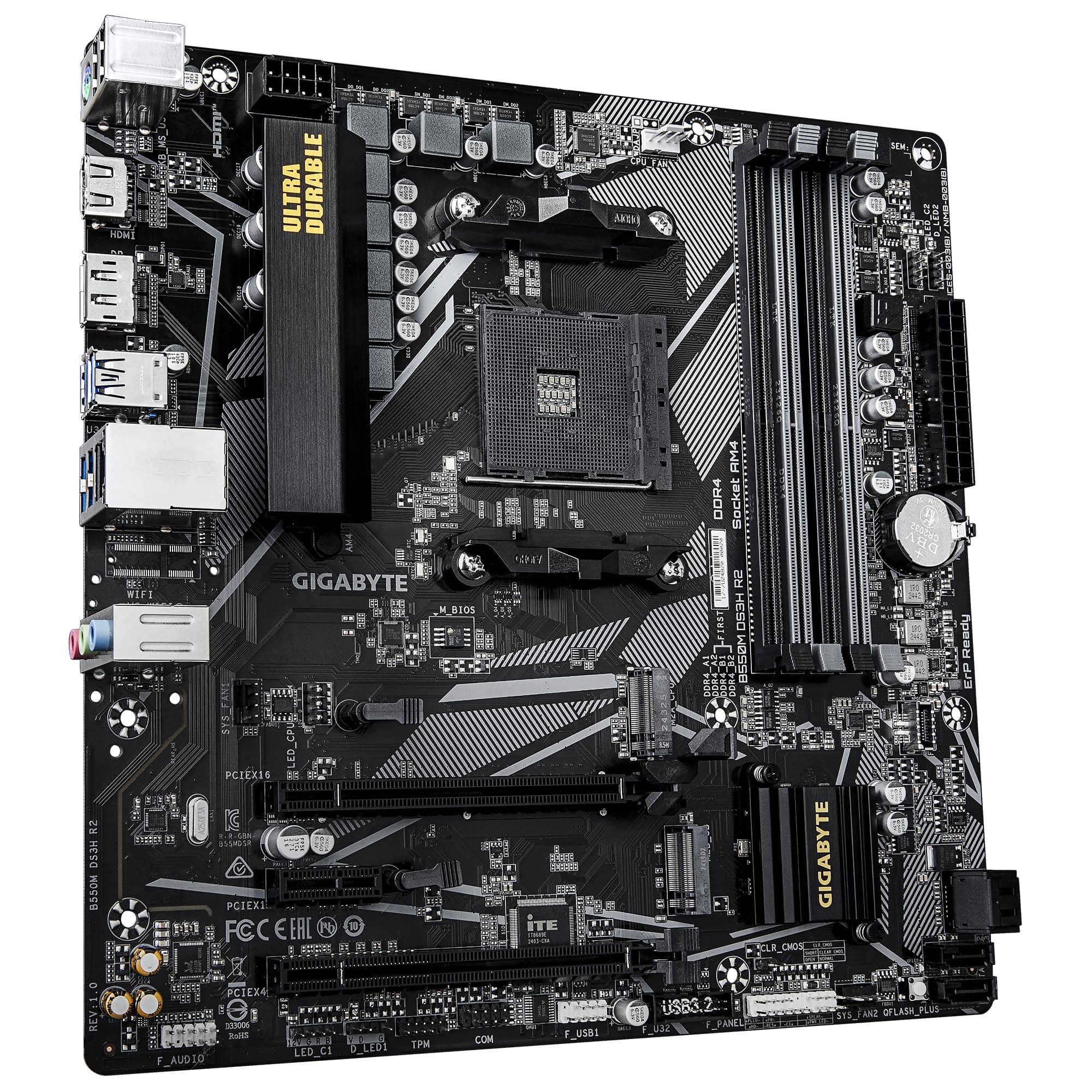 GIGABYTE B550M DS3H R2 Mainboard – AMD Ryzen 5000 Prozessoren, 5+3 Phasen VRM, bis zu 4733 MHz DDR4 (O.C.), 1x PCIe 4.0 + 1x PCIe 3.0 M.2, 1 GbE LAN, USB 3.2 Gen 1 Bild 5