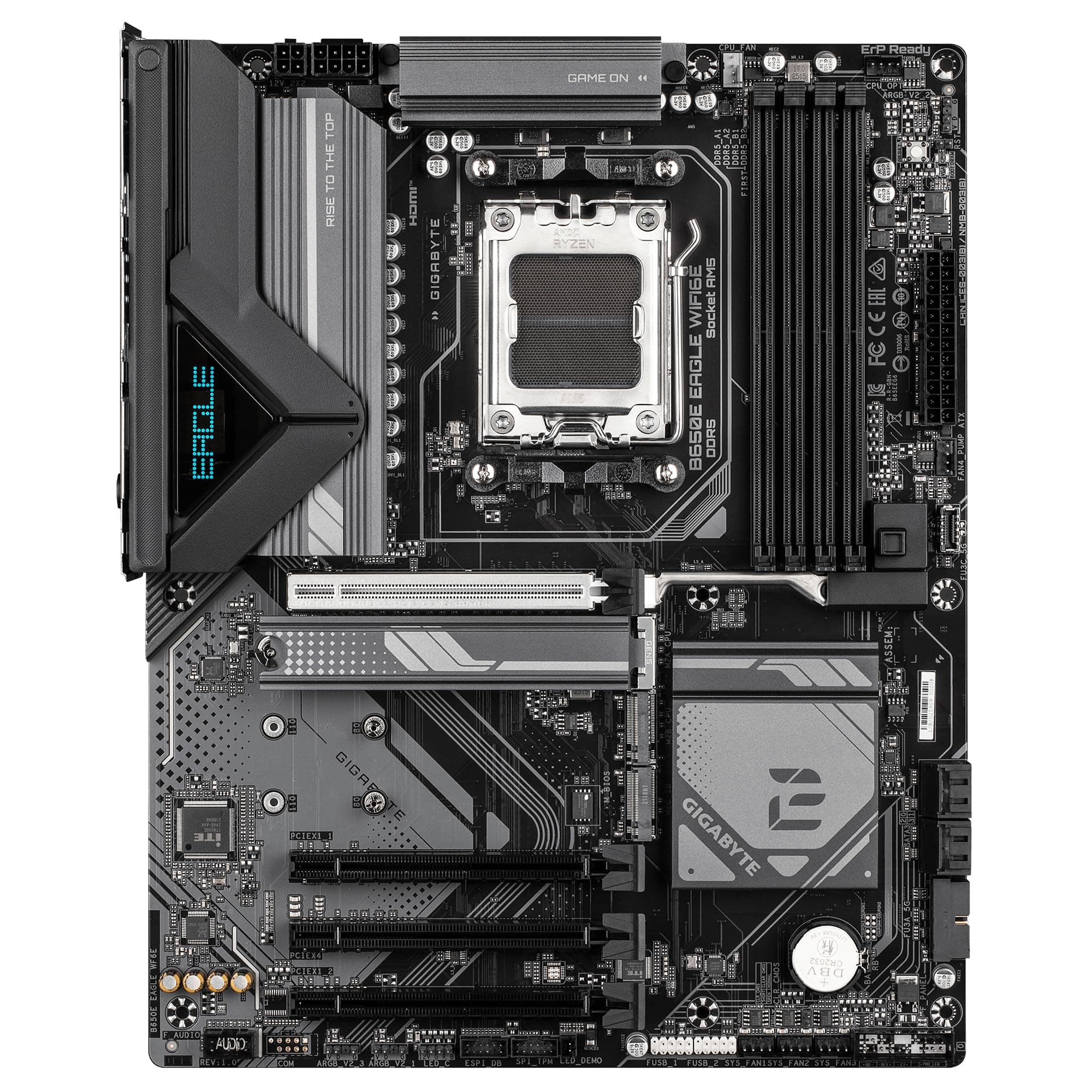 GIGABYTE B650E Eagle WIFI6E Mainboard - AMD Ryzen 9000 Series CPUs, 8+2+2 Phasen VRM, bis zu 8200MHz DDR5 (O.C), 1xPCIe 5.0 + 2xPCIe 4.0 M.2, 2.5GbE LAN, WiFi 6E, USB 3.2 Gen 2 Bild 3