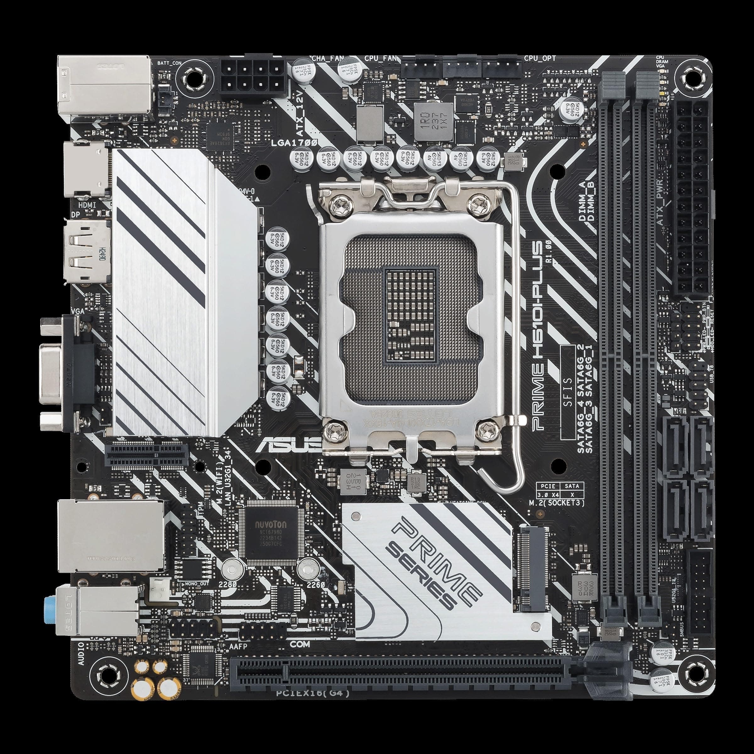 ASUS Prime H610I-PLUS-CSM (Intel H610 Mini-ITX-Mainboard mit DDR5 5600, PCIe 4.0, M.2-Steckplatz, Intel 1 Gb Ethernet, DisplayPort, HDMI, D-Sub, USB 3.2 Gen 1-Ports, SATA 6 Gbps, COM-Header) Bild 4