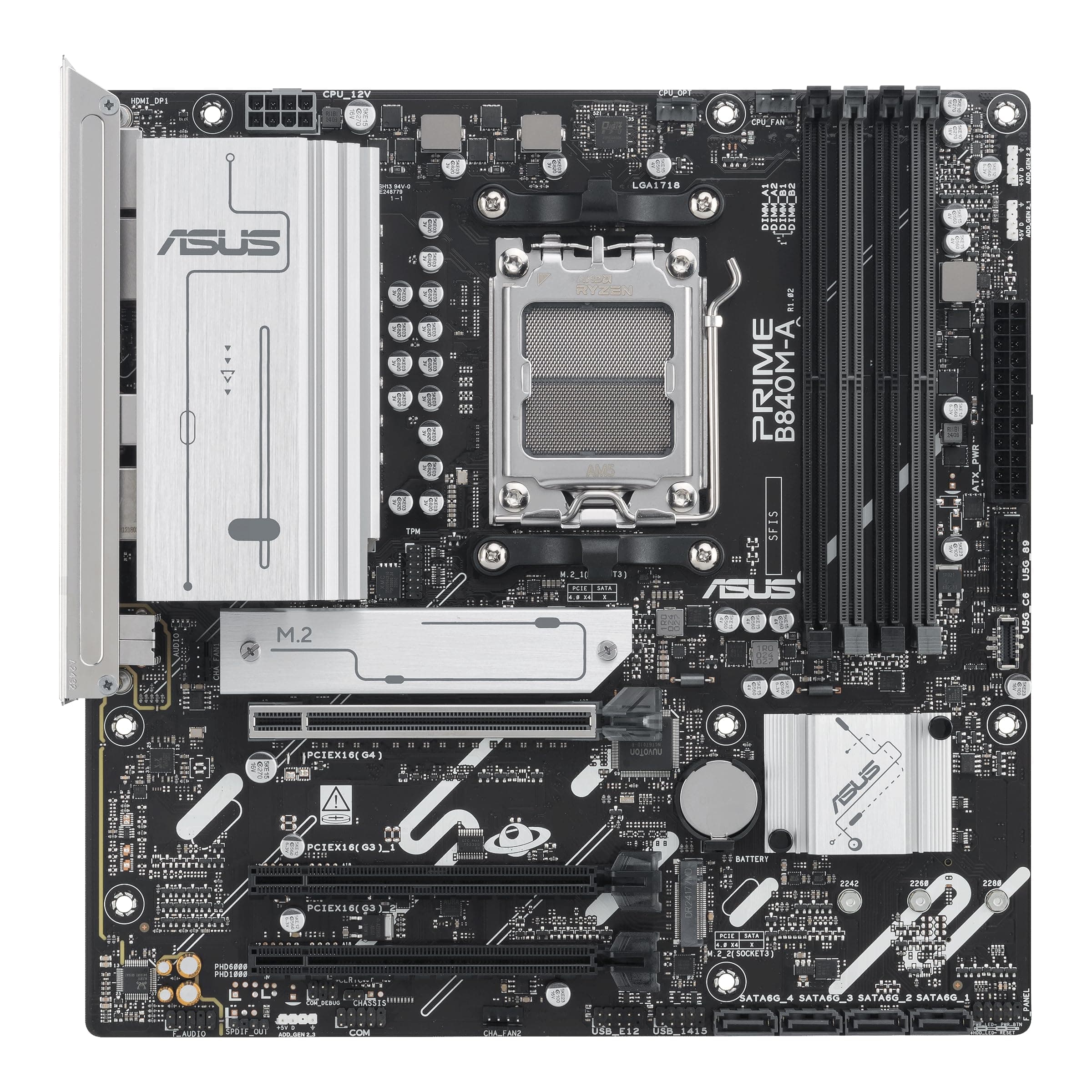 ASUS Prime B840M-A-CSM Mainboard Sockel AMD AM5 (AMD B840, mATX, DDR5 Speicher, 3X M.2, PCIe 4.0, Aura Sync) Bild 2