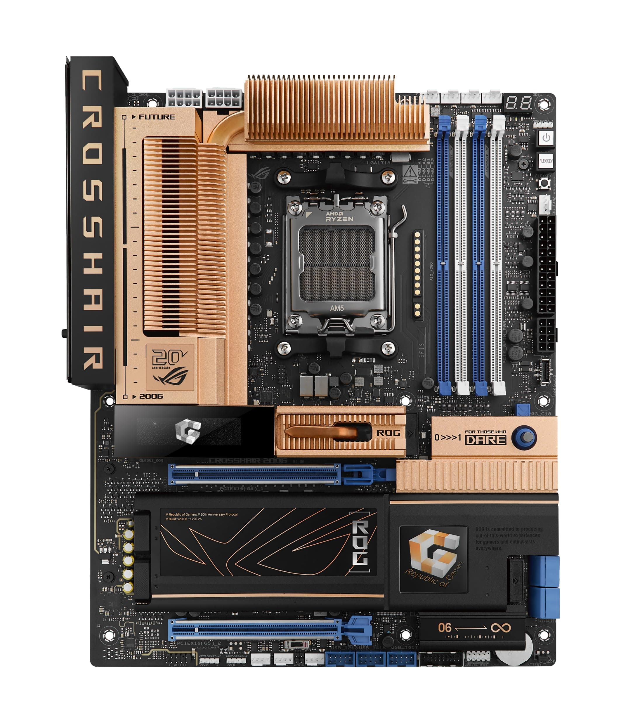 ASUS ROG Crosshair 2006 X870E WiFi 7 AMD ATX Mainboard (AMD AM5, 20+2+2 Leistungsstufen, DDR5, 2-Zoll OLED Display, 5X M.2 Steckplätze, M.2 Q-Release, PCIe 5.0, 2X USB4, 2X USB 20Gbps Typ-C) Bild 2