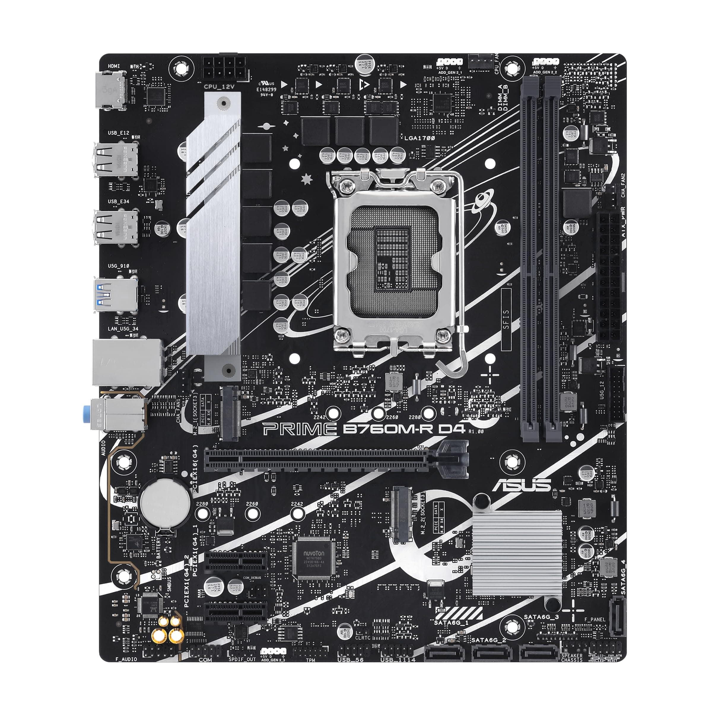 ASUS Prime B760M-R D4 Gaming Mainboard Sockel Intel LGA 1700 (microATX, PCIe 4.0, DDR4, 2.5Gb Ethernet, HDMI, SATA 6 Gbit/s, Aura Sync) Bild 5