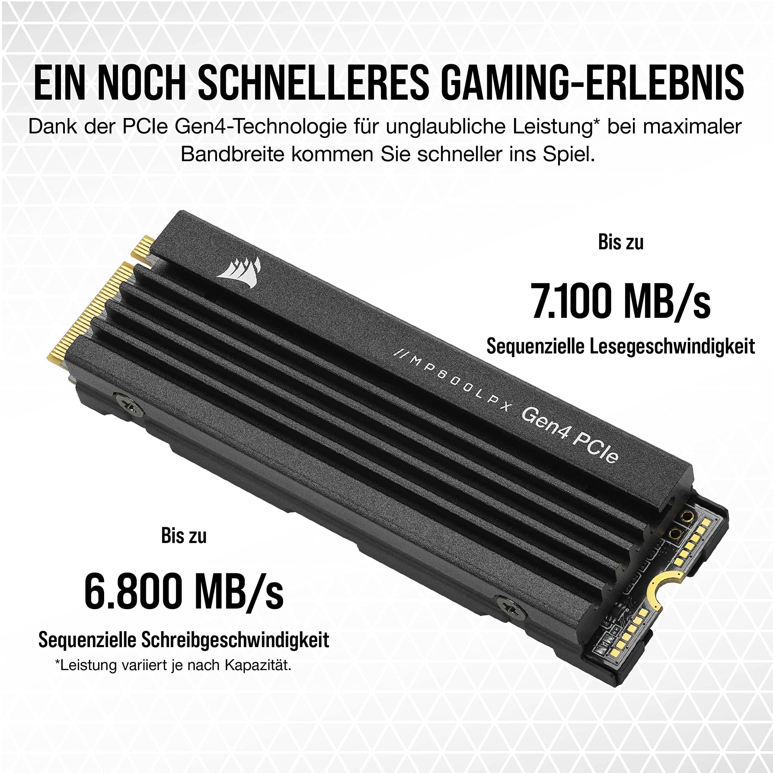 Corsair MP600 PRO LPX 8TB M.2 NVMe PCIe x4 Gen4 SSD - Optimiert Für PS5 (bis zu 7.000 MB/s Sequenzielle Lese- Und 6.100 MB/s Sequenzielle Schreibgeschwindigkeiten,Kompakter Formfaktor) Schwarz 8TB Schwarz Bild 8