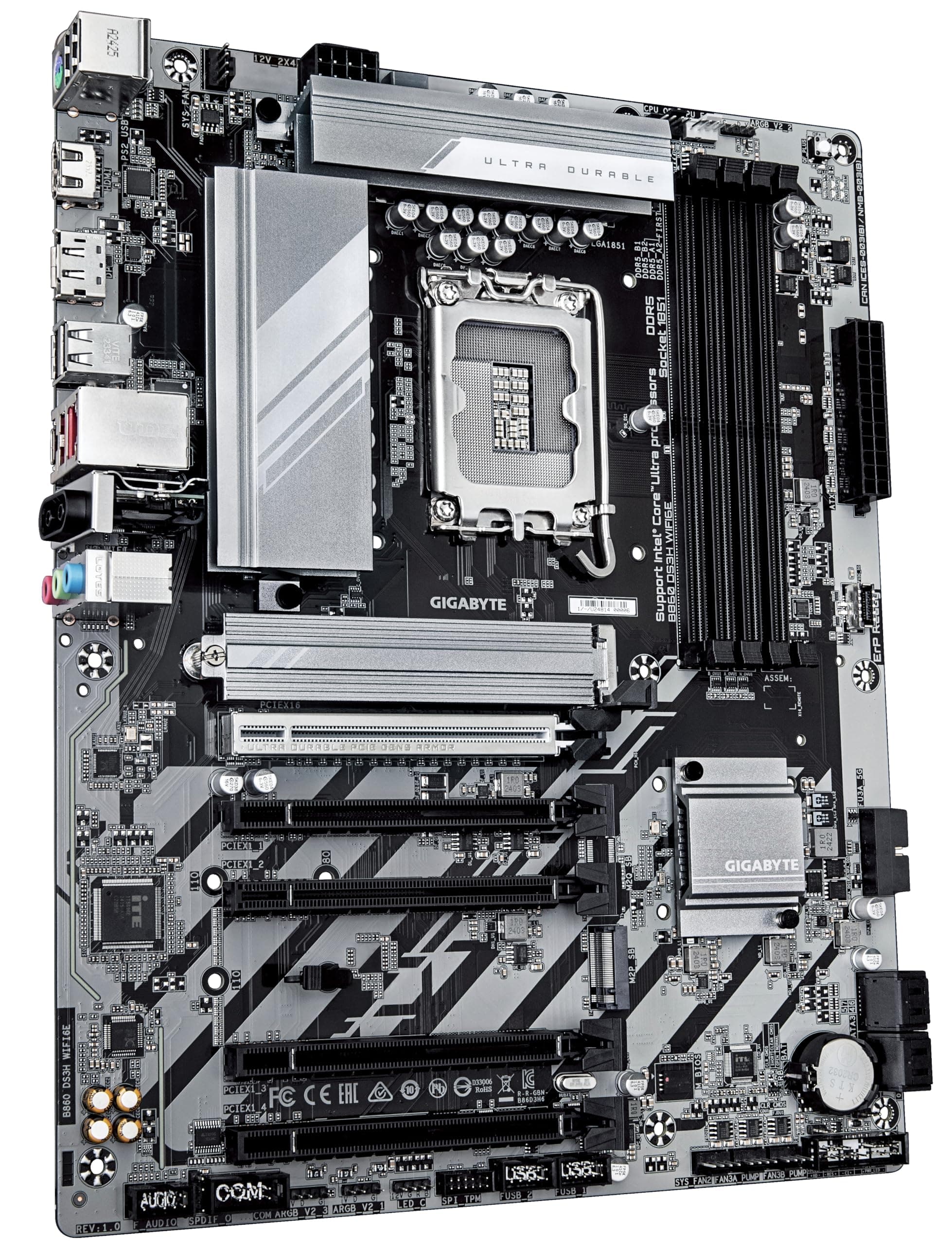 GIGABYTE B860 DS3H WIFI6E Mainboard - Intel Core Ultra CPUs, 8+1+2+2 Phasen VRM, bis zu 9066MHz DDR5, 1xPCIe 5.0 + 1xPCIe 4.0 M.2, 2,5 GbE LAN, WiFi 6E, USB 3.2 Gen 2x2 Bild 5
