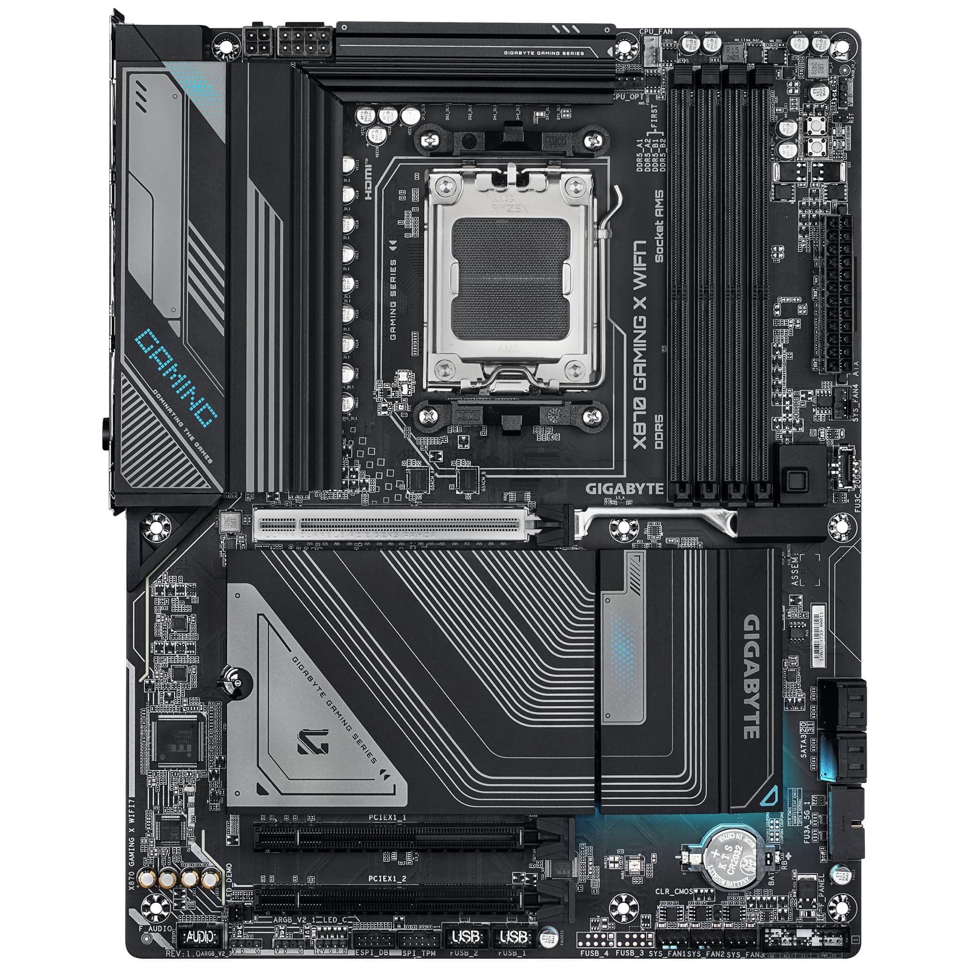 GIGABYTE X870 Gaming X WIFI7 Motherboard - Unterstützt AMD Ryzen 9000 CPUs, 16+2+2-Phasen VRM, bis zu 8000MHz DDR5 (OC), 1xPCIe 5.0, Wi-Fi 7, 2.5GbE LAN, USB 4 Bild 3