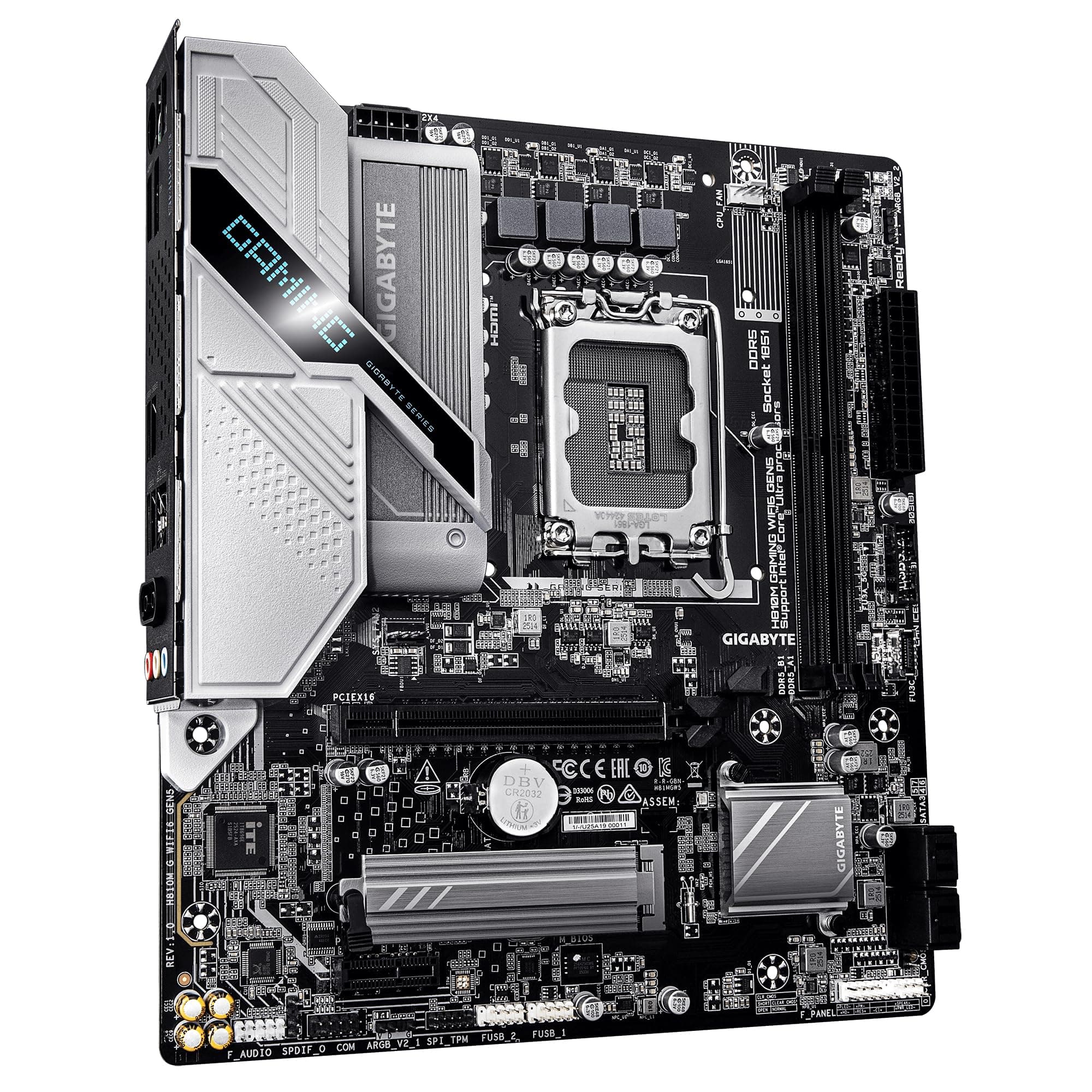 GIGABYTE H810M Gaming WIFI6 GEN5 Mainboard – Intel Core Ultra (Serie 2) CPUs, 4+1+2-Phasen-VRM, bis zu 6400 MHz DDR5, 1× PCIe-4.0-M.2, Wi-Fi 6, 2.5-GbE-LAN, USB 3.2 Gen 1 Bild 5
