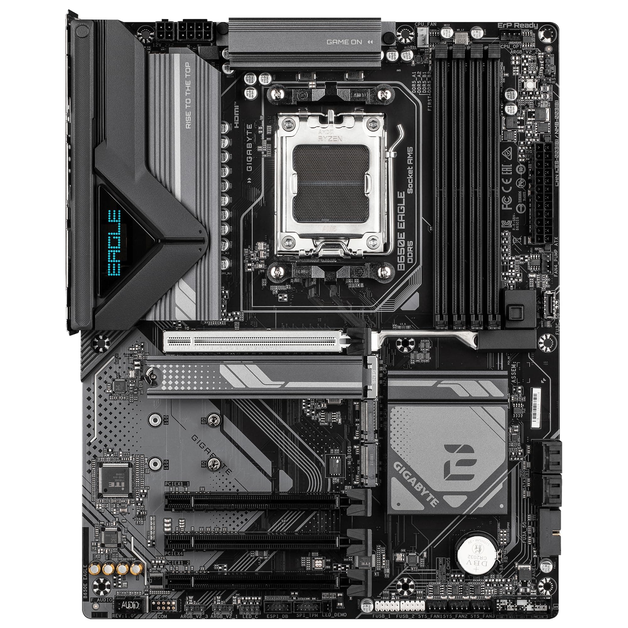 GIGABYTE B650E Eagle Mainboard – AMD Ryzen 9000 Series CPUs, 8+2+2-Phasen-VRM, bis zu 8200 MHz DDR5 (OC), 1× PCIe 5.0 + 2× PCIe 4.0 M.2, 2.5-GbE-LAN, USB 3.2 Gen 2 Bild 3