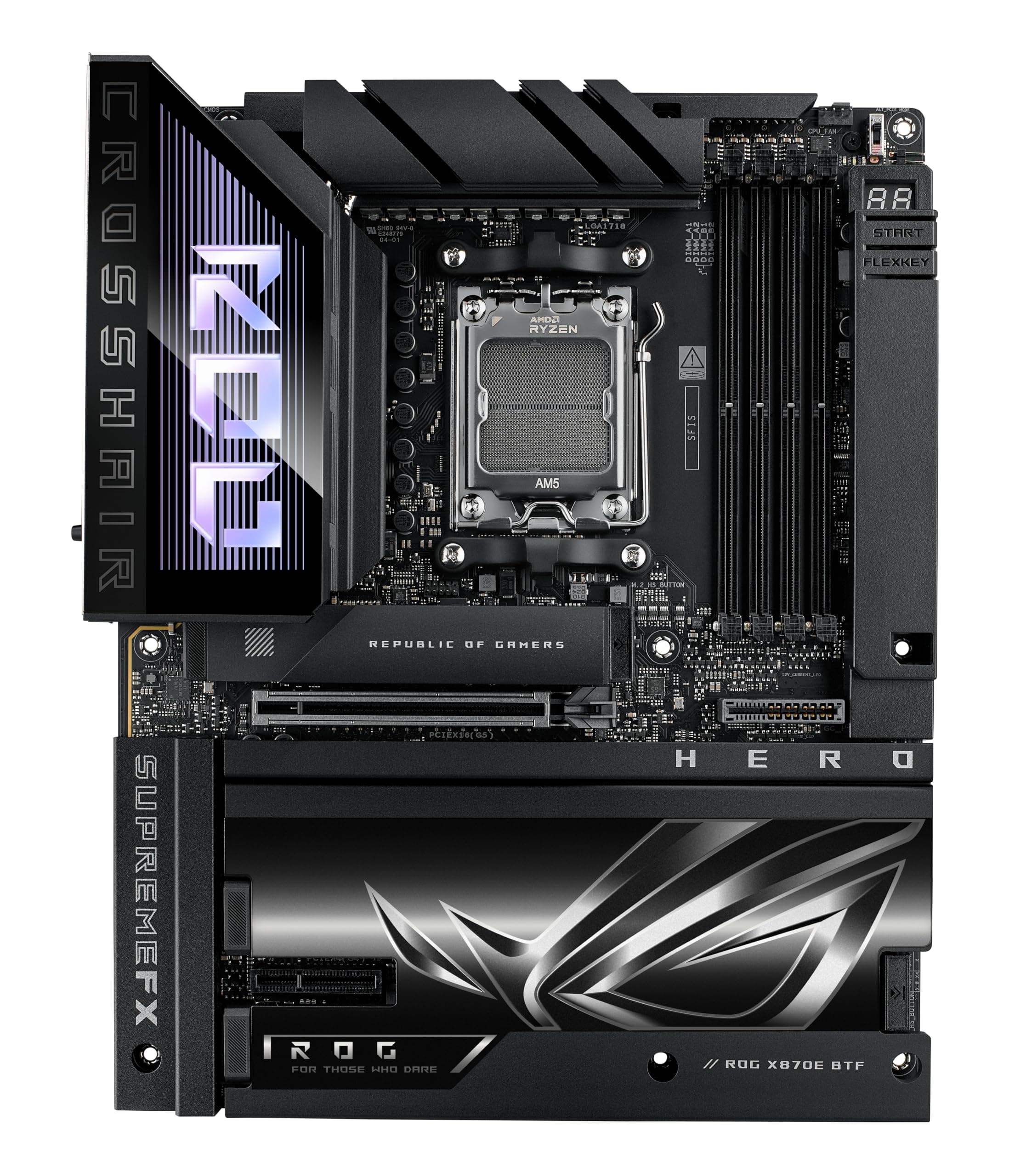 ASUS ROG Crosshair X870E Glacial Gaming Mainboard Sockel AMD AM5 (E-ATX, Advanced AI, DDR5, 10G Ethernet, WiFi 7, 2X PCIe 5.0 NVMe SSD, 2X PCIe 4.0 M.2, 12x USB 10Gbps) Bild 2