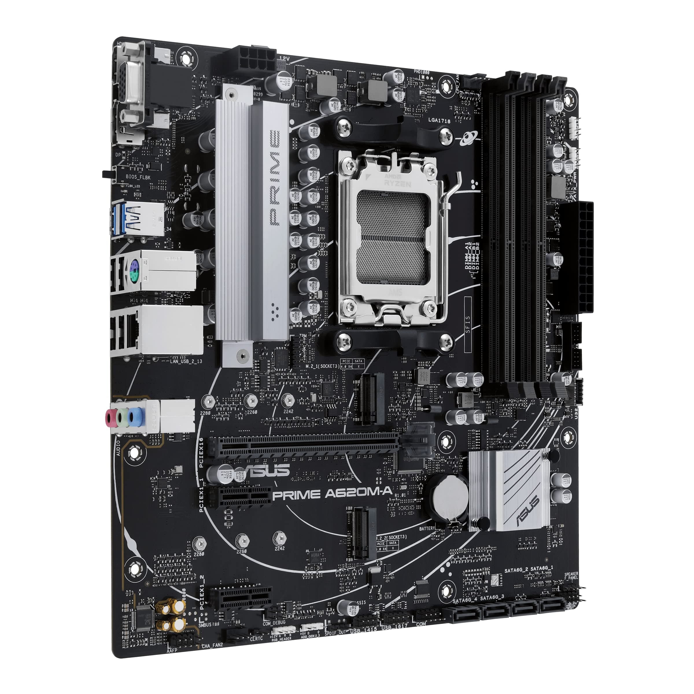 ASUS Prime A620M-A-CSM Mainboard Sockel AMD A620 (Ryzen 7000, Micro-ATX, DDR5 Speicher, PCIe 4.0, BIOS Flashback, USB 3.2 Gen 2, Aura Sync) Bild 3
