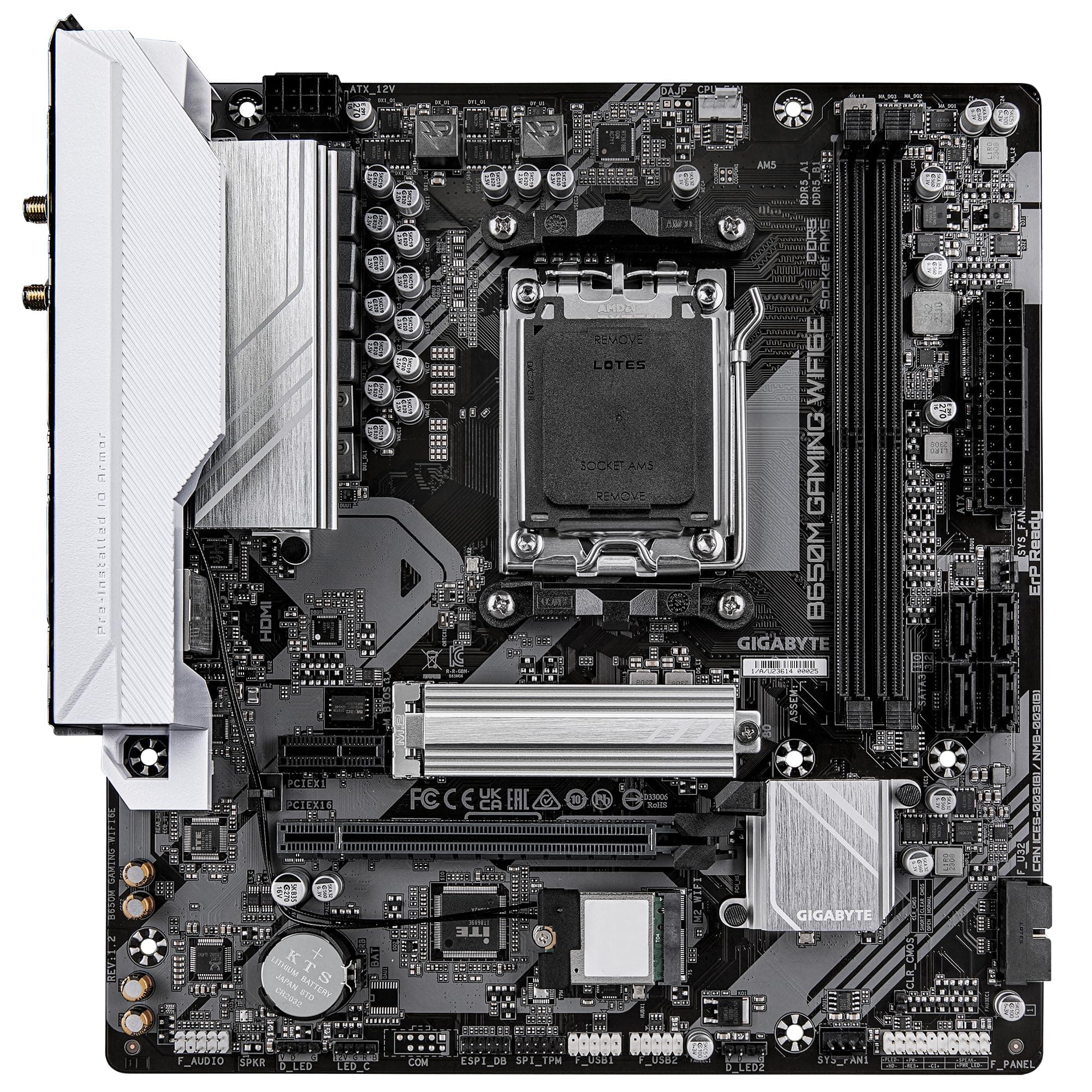 GIGABYTE B650M Gaming WIFI6E Mainboard - AMD Ryzen 9000 Serie CPUs, 5+2+2 Phasen VRM, bis zu 6400 MHz DDR5 (OC), 1xPCIe 4.0 M.2, 2,5 GbE LAN, WiFi 6E, USB 3.2 Gen 1 Bild 3