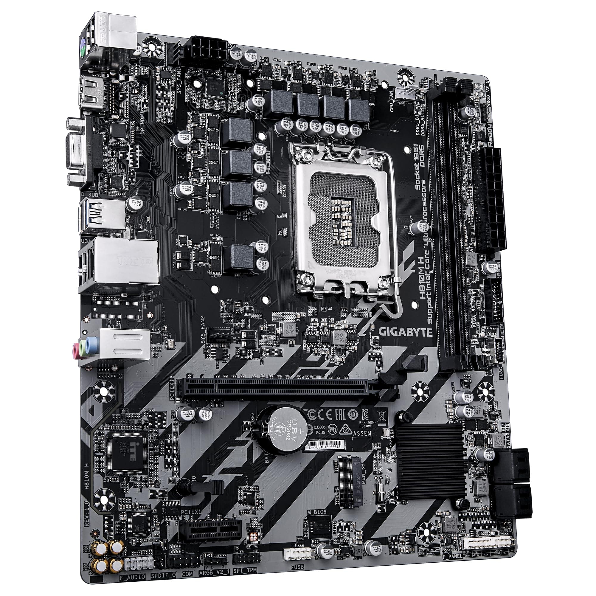 GIGABYTE H810M H Mainboard – Intel Core Ultra (Serie 2) CPUs, 4+1+2 Phasen VRM, bis zu 6400 MHz DDR5, 1xPCIe 4.0 M.2, 1GbE LAN, USB 3.2 Gen 1 Bild 5