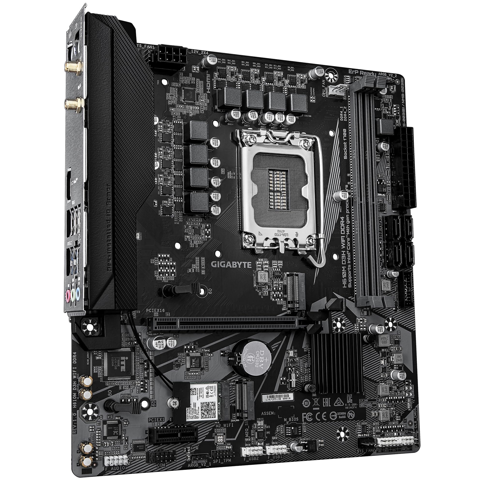GIGABYTE H610M D3H WiFi DDR4 Mainboard – Unterstützt Intel Core Prozessoren der 14. Generation, 6+1+1 Phasen VRM, bis zu 3200 MHz DDR4, 2xPCIe 3.0 M.2, Wi-Fi 5, 1 GbE LAN, USB 3.2 Gen 1 Bild 5