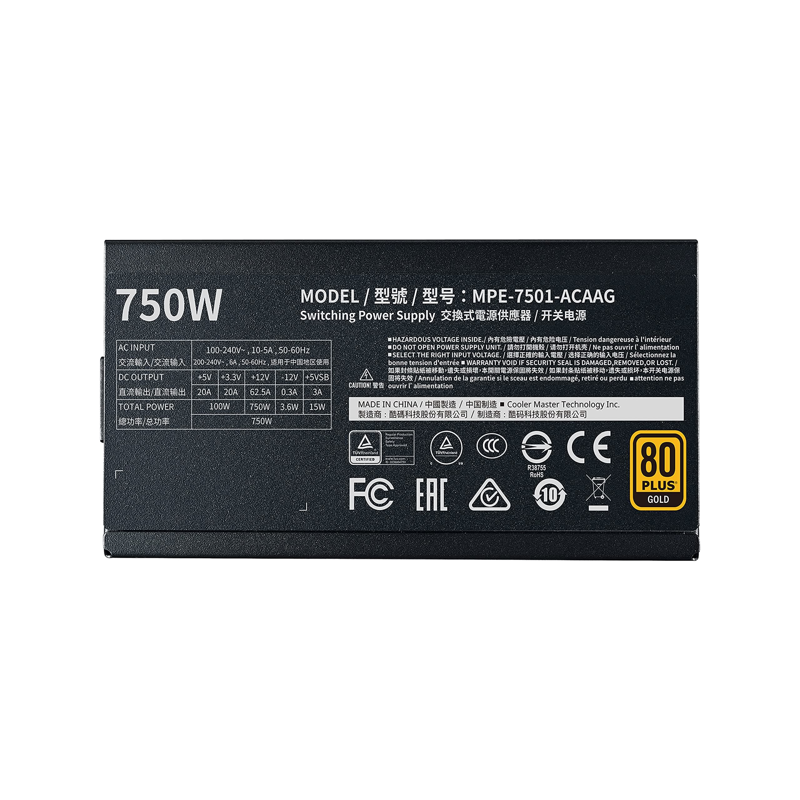 Cooler Master MWE 750 Gold V2, Modulares PC-Netzteil (EU-Stecker), 80 Plus Gold, 750 Watt Netzeil mit Flachkabel, 120mm HDB-Lüfter, Temperaturschwelle 50˚C 750W Gold Bild 5