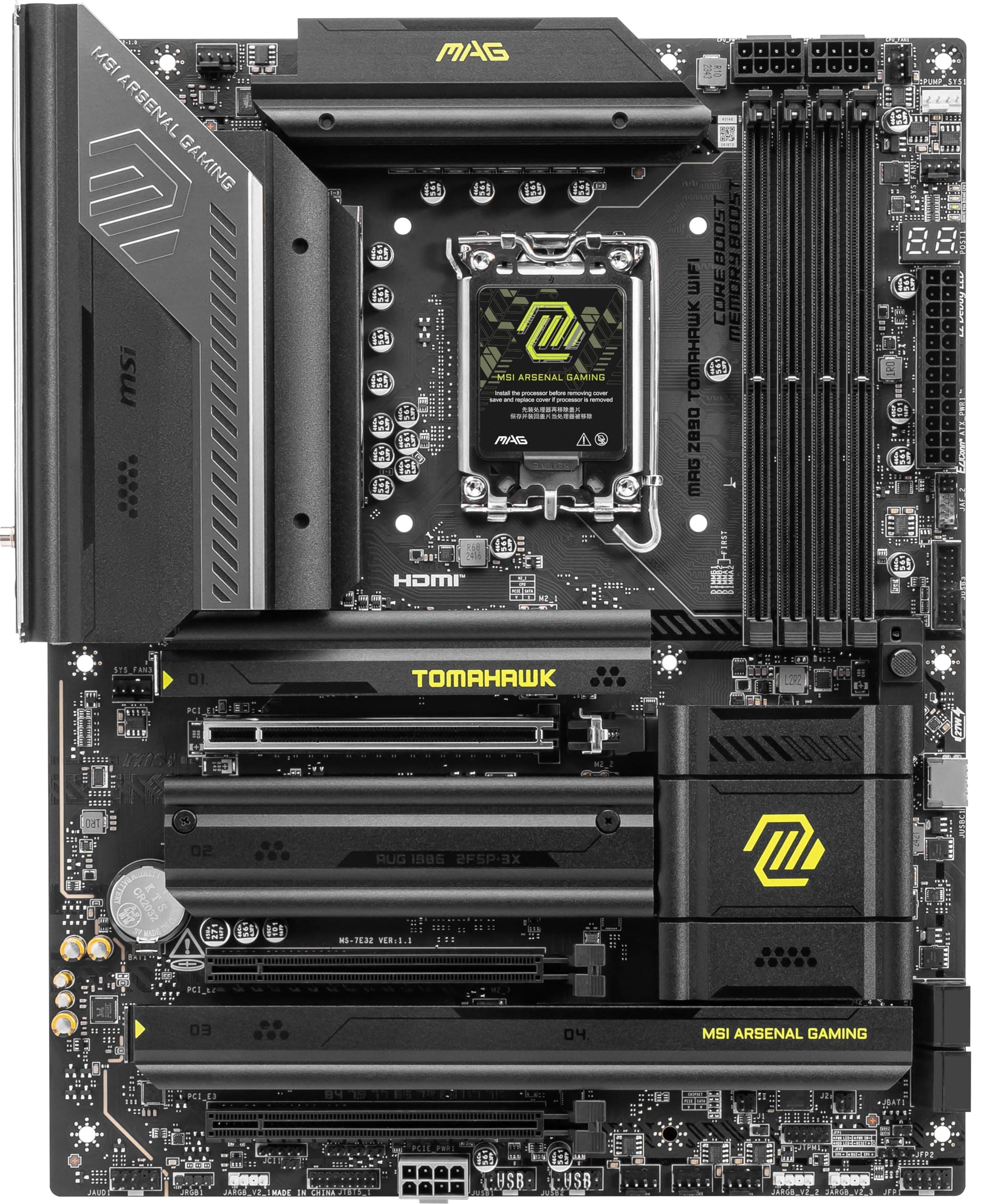 MSI MAG Z890 Tomahawk WiFi-Gaming-Motherboard (unterstützt Intel Core Ultra Series 2, LGA 1851, DDR5, PCIe 5.0, M.2, SATA, 5 Gbps LAN, USB Typ-C, Wi-Fi 7, Bluetooth 5.4, Bild 3