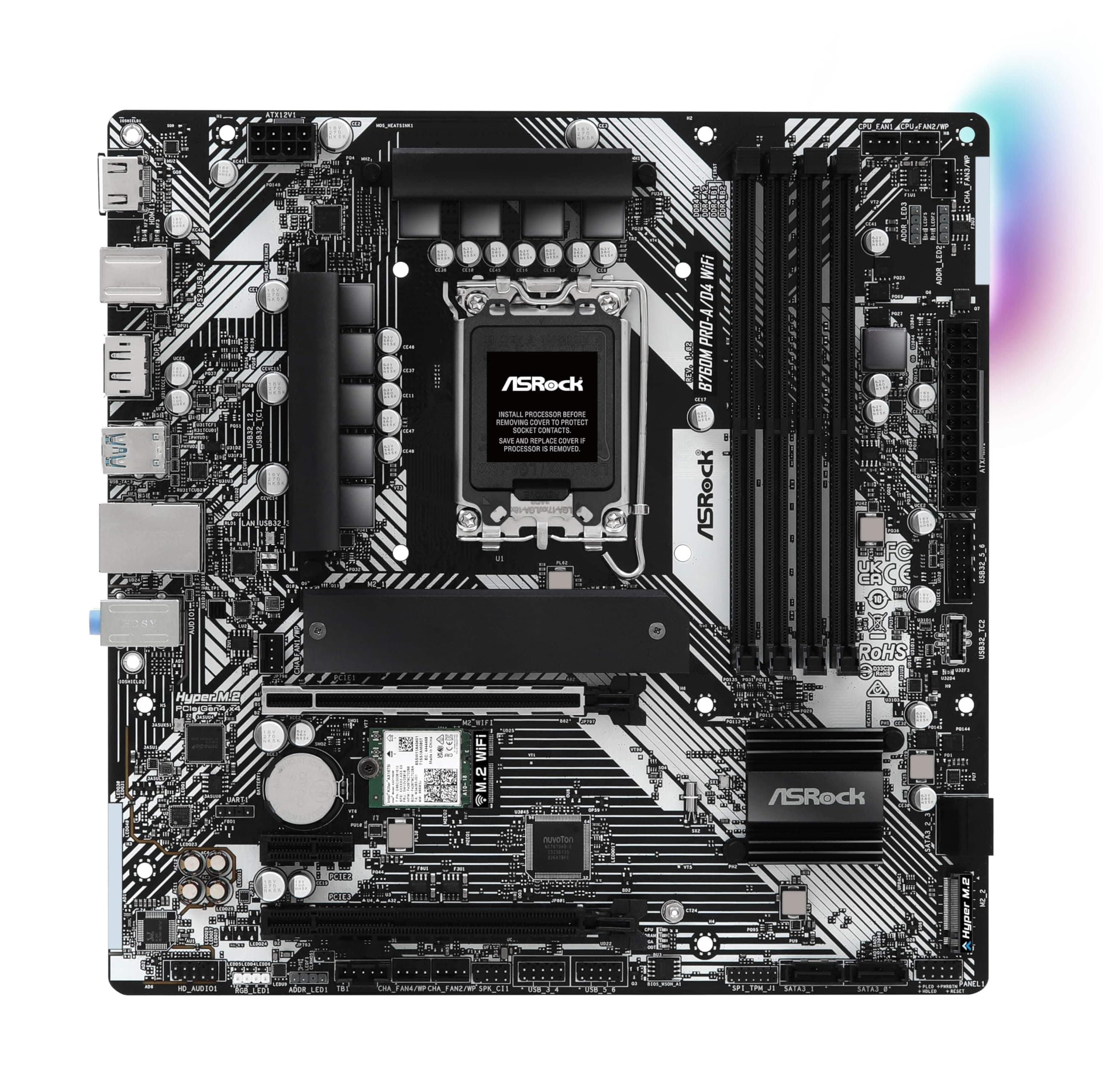 ASRock Motherboard B760M Pro-A/D4 WiFi, Intel 12. Generation und 13. Generation CPU (LGA1700), B760 Chipsatz, DDR4, Bluetooth ausgestattet, Micro ATX Motherboard 1. DDR4 M-ATX WLAN-Modell Bild 3