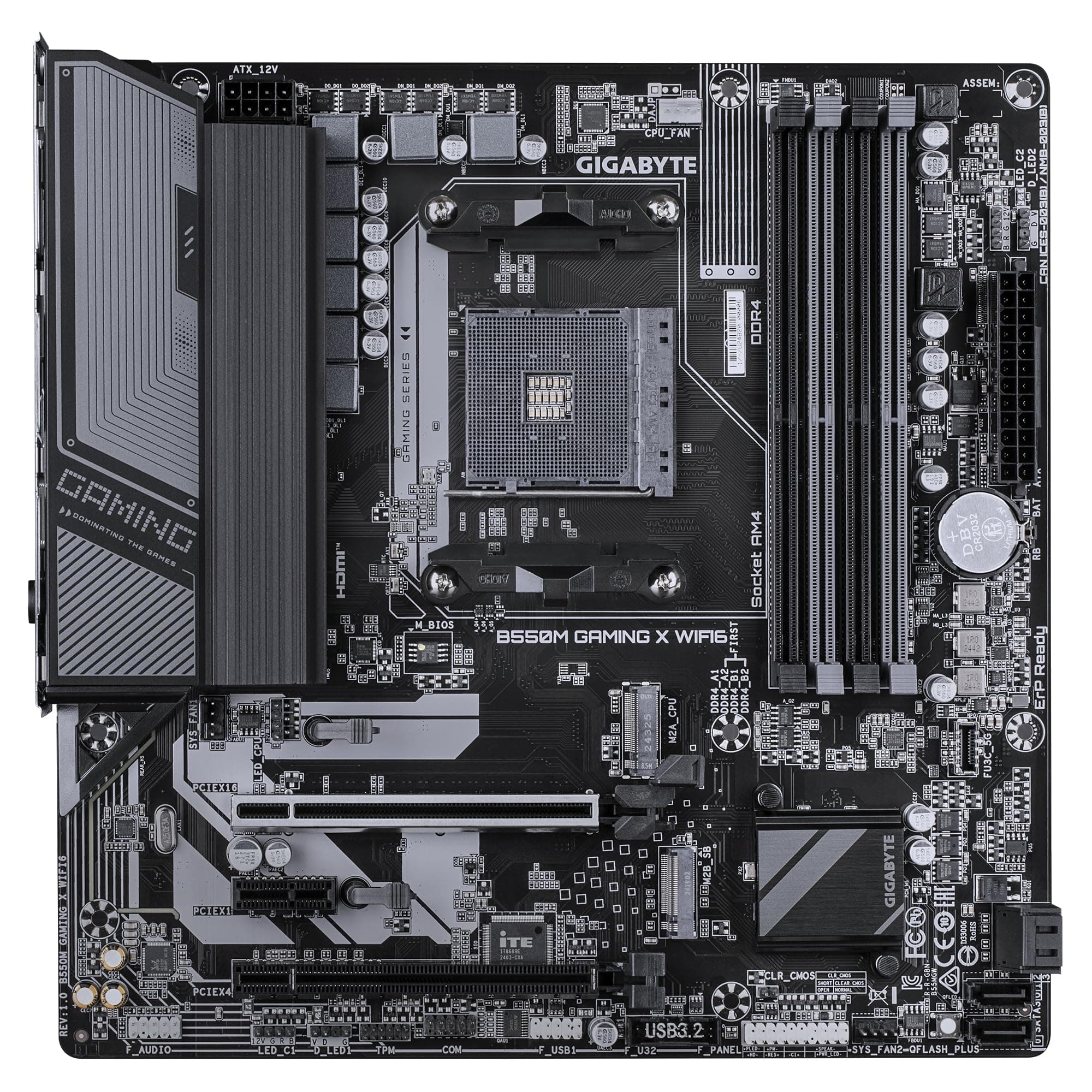 GIGABYTE B550M Gaming X WIFI6 Mainboard – AMD Ryzen 5000 Prozessoren, 5+3 Phasen VRM, bis zu 3200 MHz DDR4, 1x PCIe 4.0 + 1x PCIe 3.0 M.2, Wi-Fi 6, 1 GbE LAN, USB 3.2 Gen 1 Bild 3