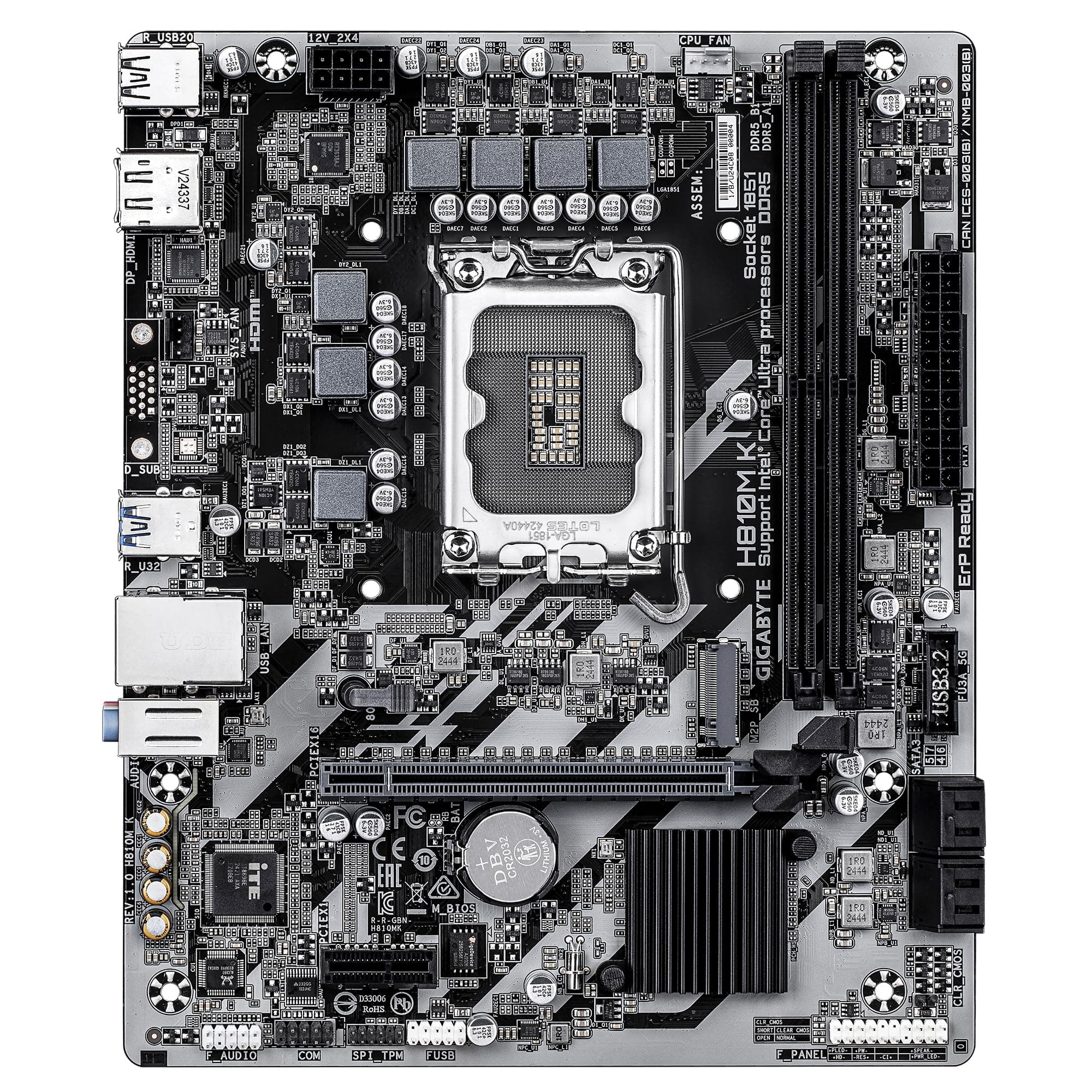 GIGABYTE H810M K Mainboard – Intel Core Ultra (Serie 2) Prozessoren, 3+1+2 Phasen VRM, bis zu 6400 MHz DDR5, 1 x M.2 PCIe 4.0, 1 GbE LAN, USB 3.2 Gen 1 Bild 3
