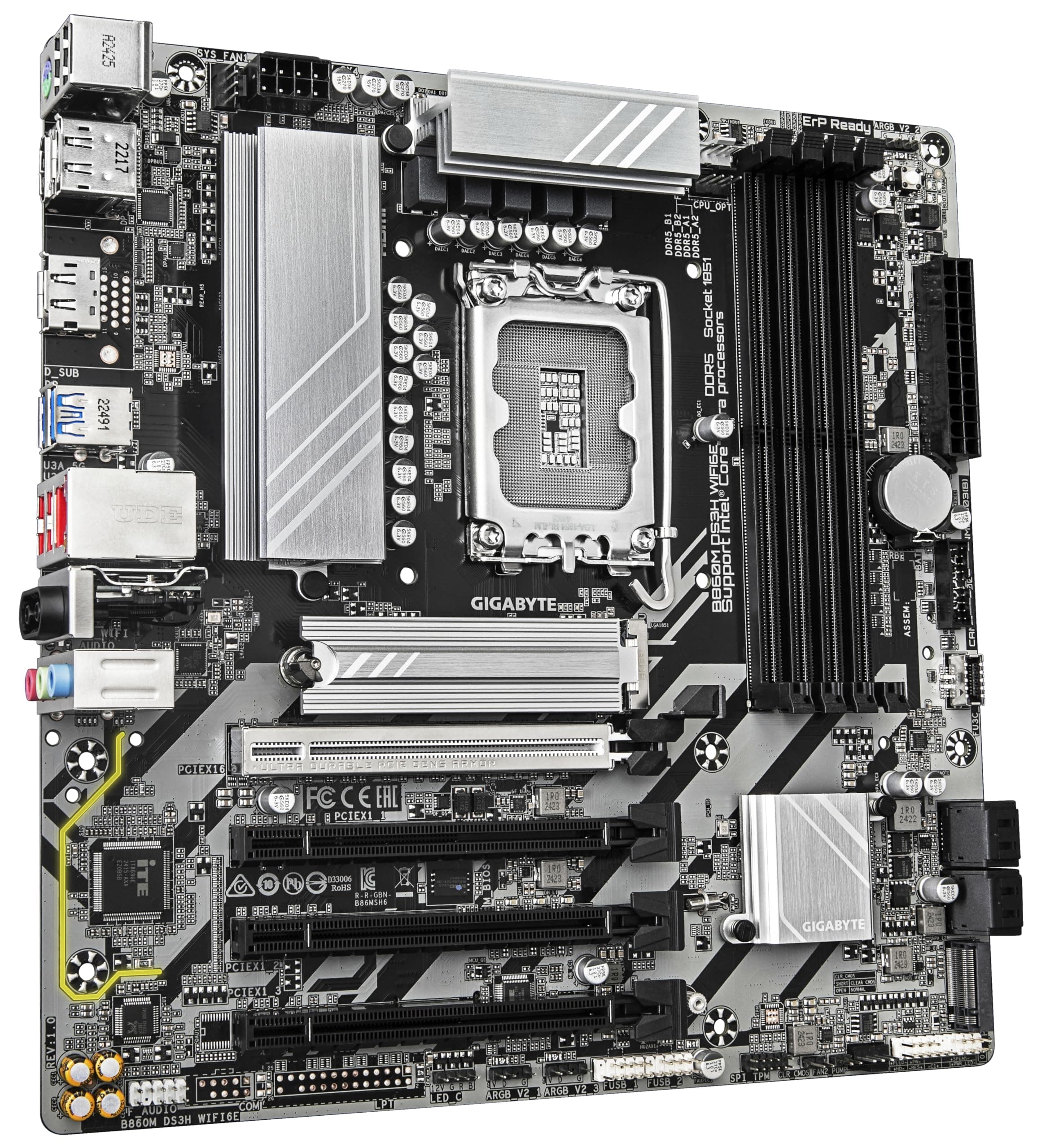 GIGABYTE B860M DS3H WIFI6E Mainboard - Intel Core Ultra CPUs, 5+1+2+1 Phasen VRM, bis zu 9066MHz DDR5, 1xPCIe 5.0 + 1xPCIe 4.0 M.2, 2,5 GbE LAN, WiFi 6E, USB 3.2 Gen 2 Bild 5
