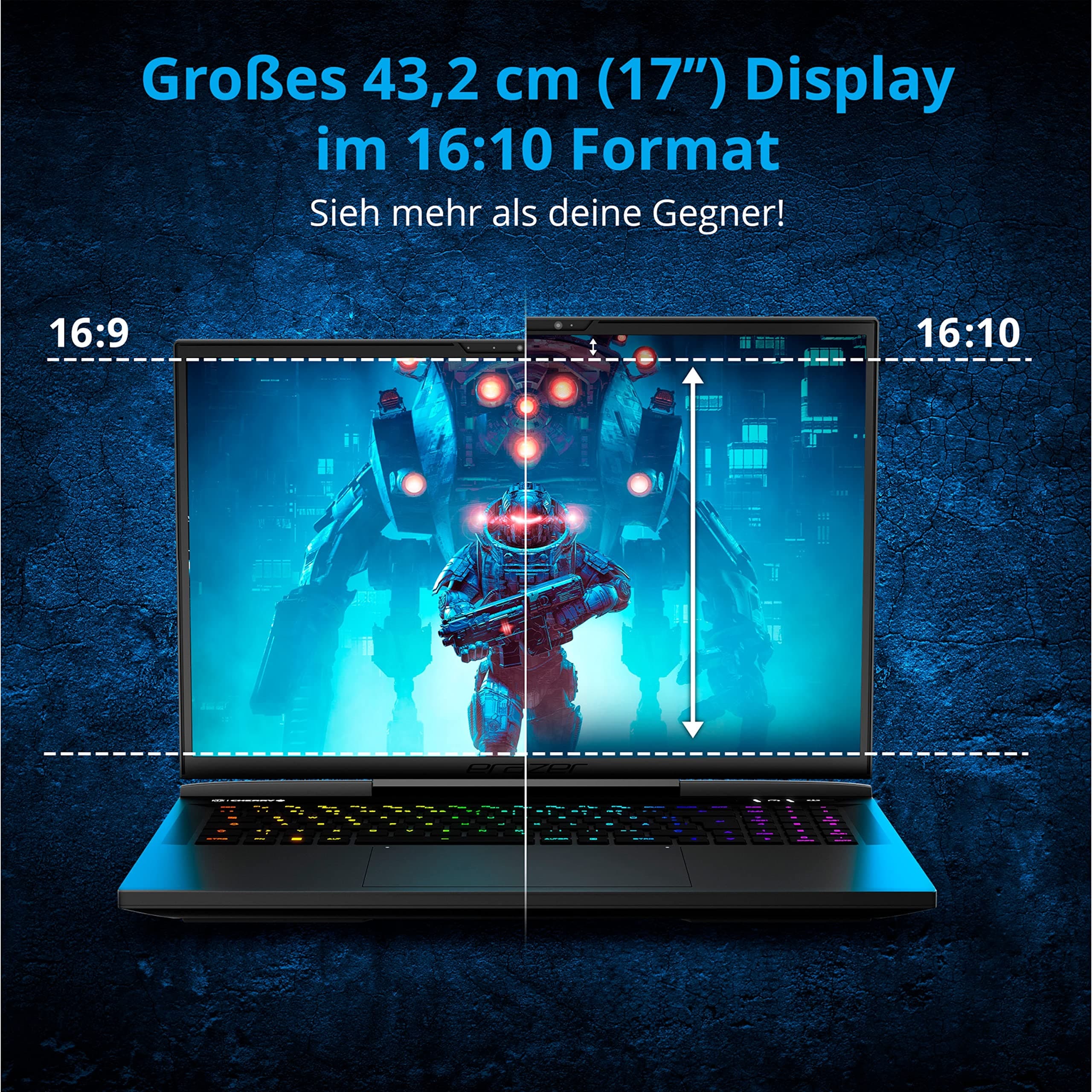 ERAZER Beast X40e 43,2cm (17 Zoll 240Hz) QHD+ Gaming Laptop (Intel Core i7-14700HX, 16GB DDR5 RAM, 1TB SSD, GeForce RTX 4070 8GB GDDR6, Win 11 Home) Bild 4