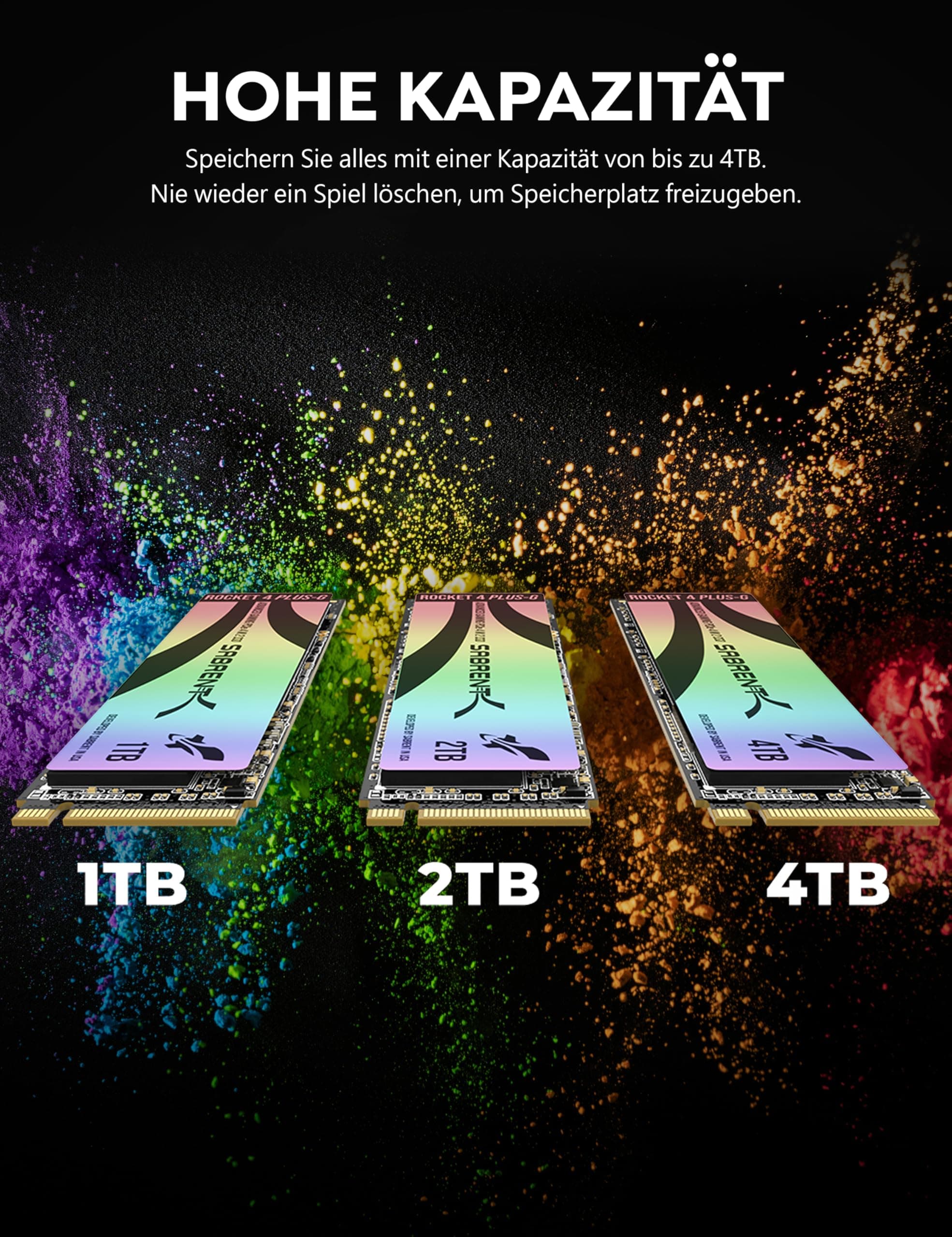 SABRENT Gaming M.2 NVMe SSD 4TB mit Kühlkörper, Internes Solid State 7300 MB/s Lesen, PCIe 4.0 7GBps (SB-RKTG-GHSK-4TB) Bild 7