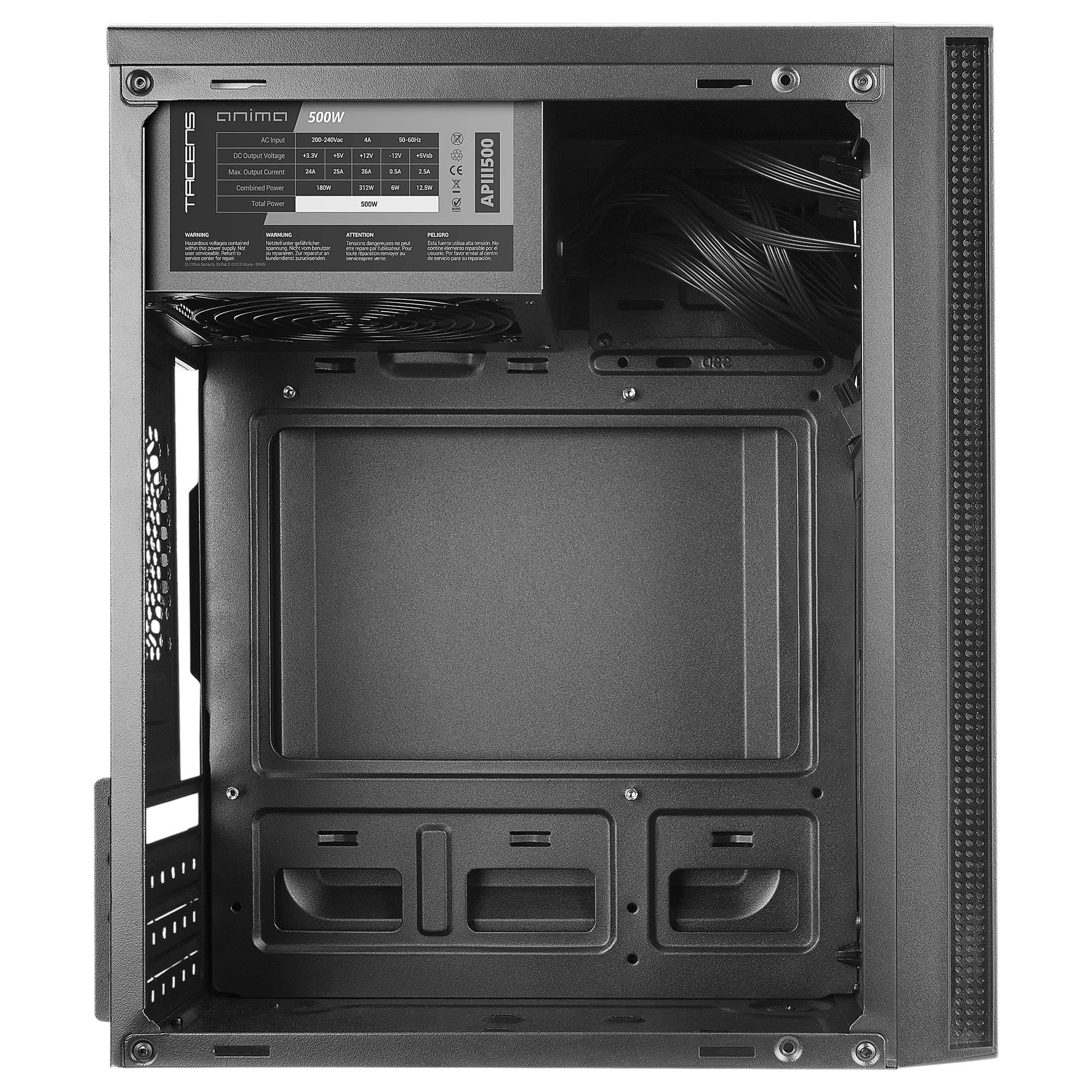 Tacens Anima AC5500, Kompaktes Micro ATX PC Gehäuse, Front-Mesh Kühlung, 500W Netzteil, USB 3.0, Schwarz Bild 7