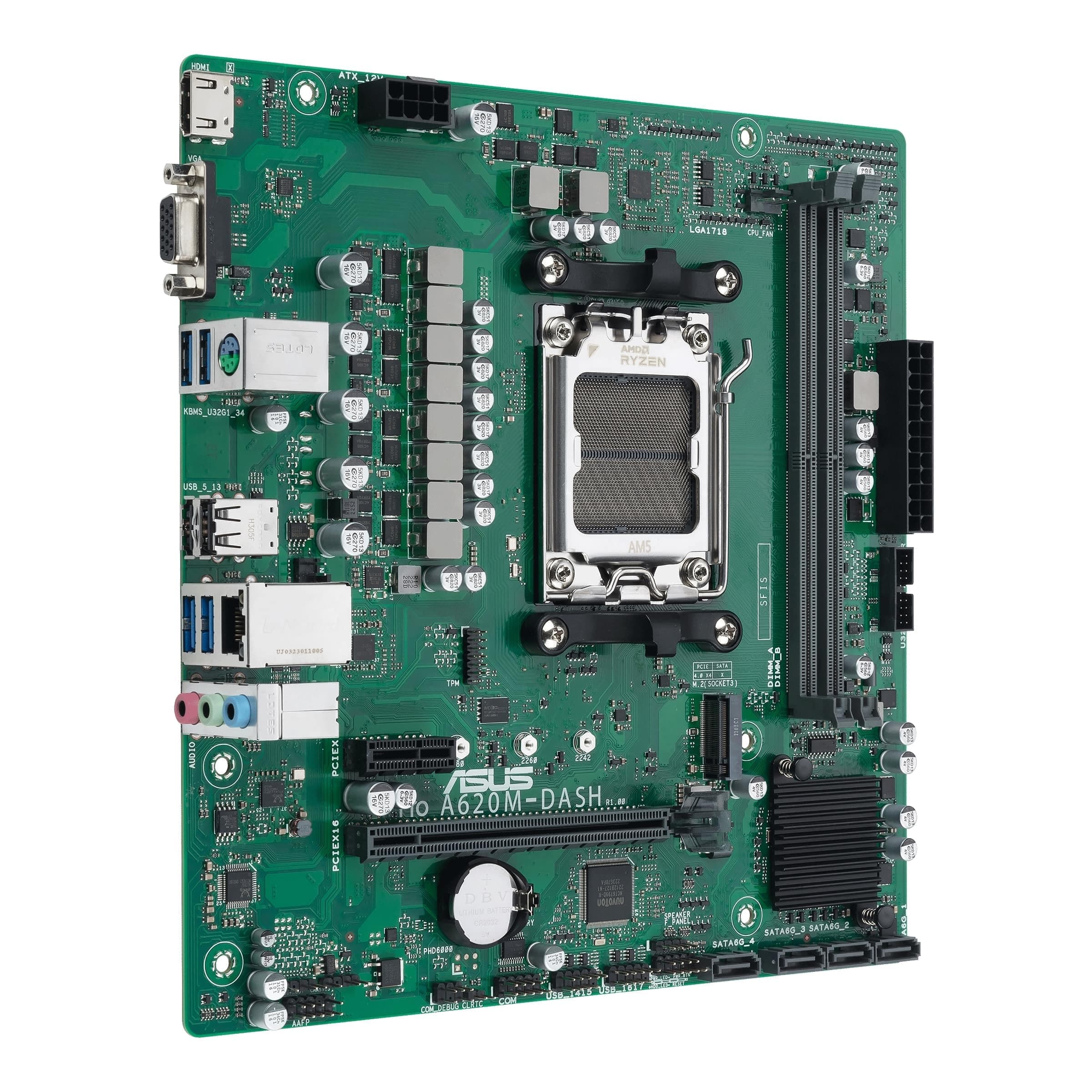 ASUS PRO A620M-DASH-CSM Business-Mainboard Sockel AMD AM5 (Micro-ATX, PCIe 4.0, 4X SATA 6Gbit/s, DDR5, Q-LED Core, COM-Debug Header) Bild 4