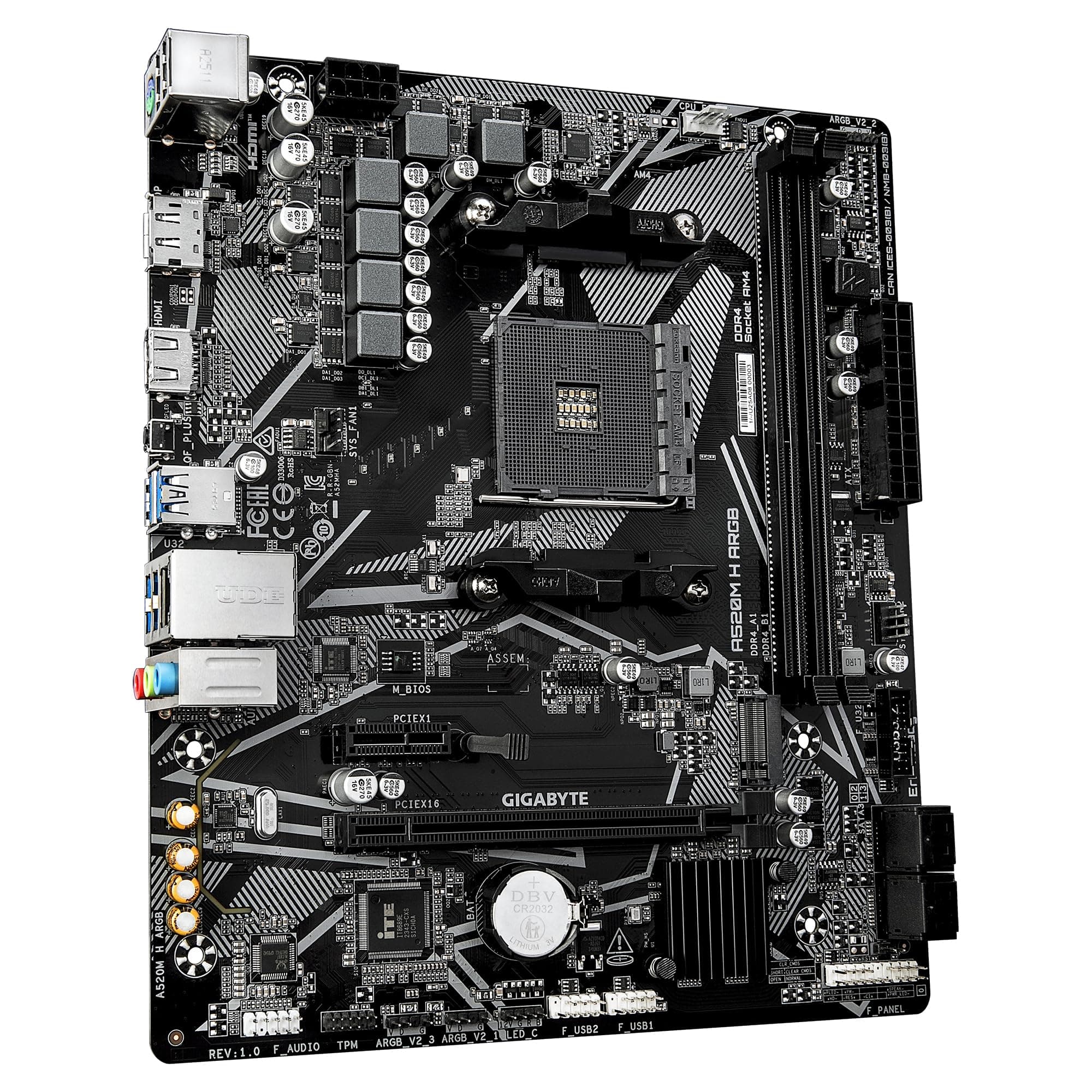 GIGABYTE A520M H ARGB Mainboard – Unterstützt AMD Ryzen 5000 Prozessoren, bis zu 5100 MHz DDR4 (OC), PCIe 3.0 x4 M.2, 1-GbE-LAN, USB 3.2 Gen 1 Bild 5