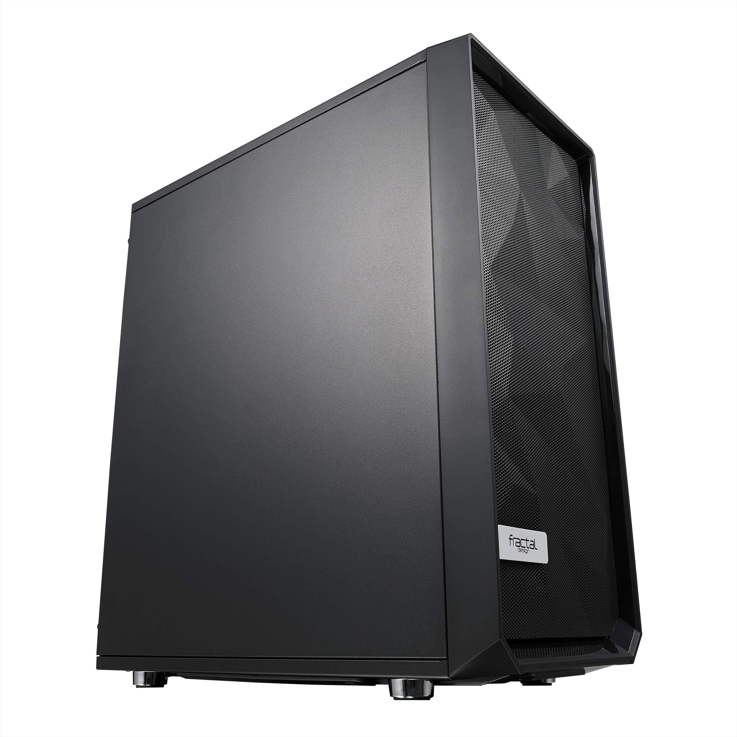 Fractal Design Meshify C - Compact Mid Tower Computer Case - Open ATX Layout- High Performance Airflow/Cooling - 2x Fans included - PSU Shroud - Modular interior - Water-cooling ready - USB3.0 - Black Black Solid Side Panel