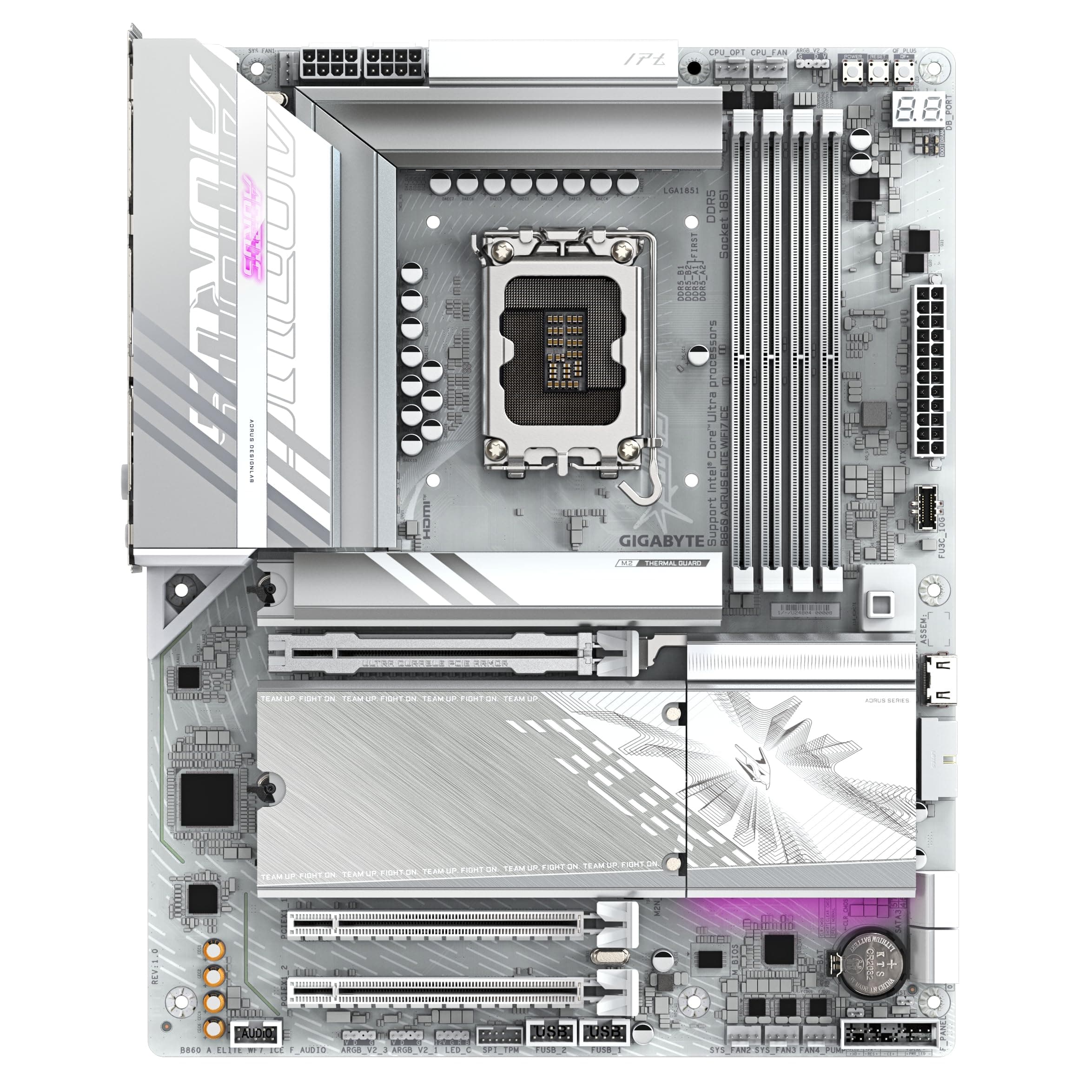GIGABYTE B860 AORUS Elite WIFI7 Ice Mainboard - Intel Core Ultra CPUs, 14+1+2+1 Phasen VRM, bis zu 9200MHz DDR5, 1xPCIe 5.0 + 2xPCIe 4.0 M.2, 2,5 GbE LAN, WiFi 7, USB 4 Bild 3
