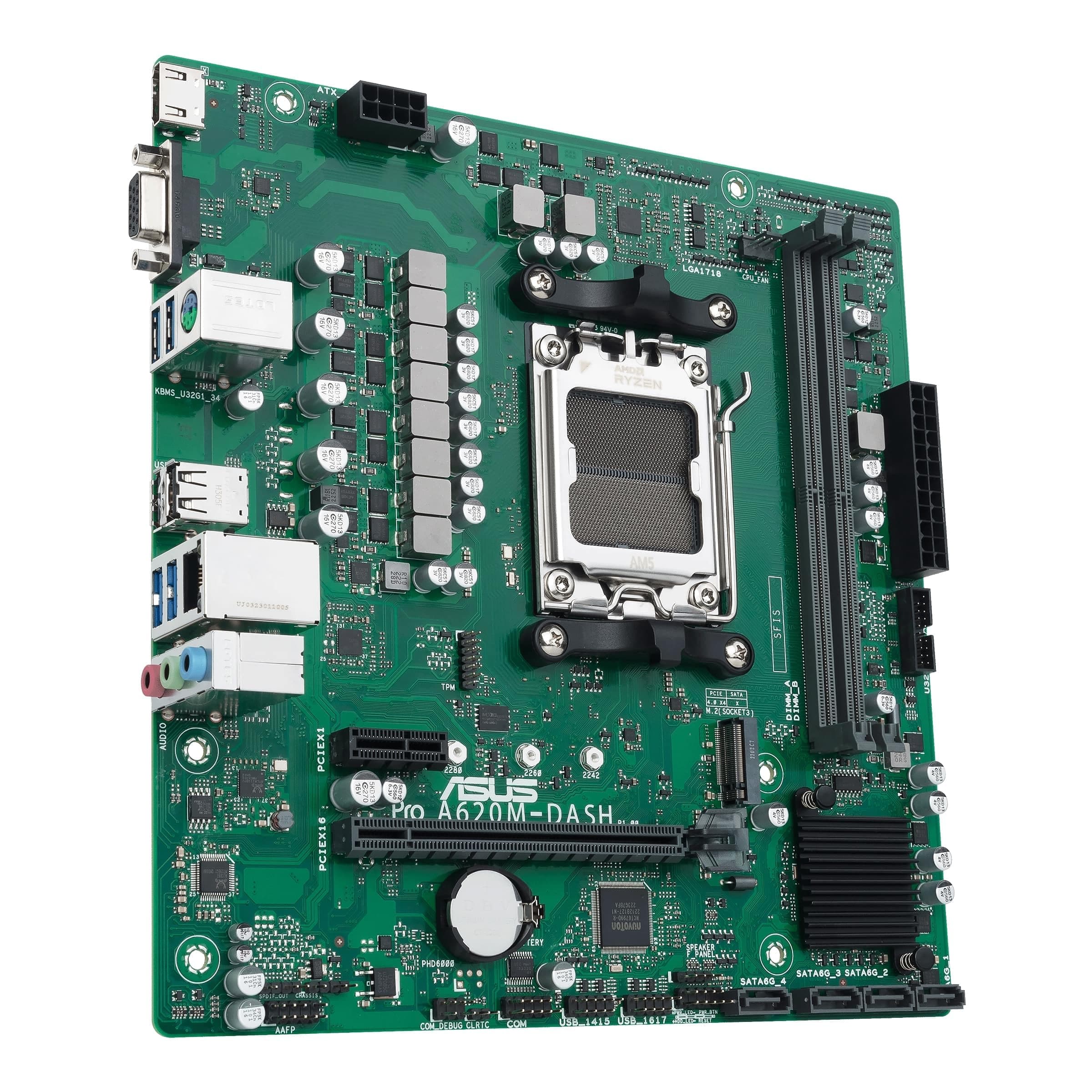 ASUS PRO A620M-DASH-CSM Business-Mainboard Sockel AMD AM5 (Micro-ATX, PCIe 4.0, 4X SATA 6Gbit/s, DDR5, Q-LED Core, COM-Debug Header) Bild 6
