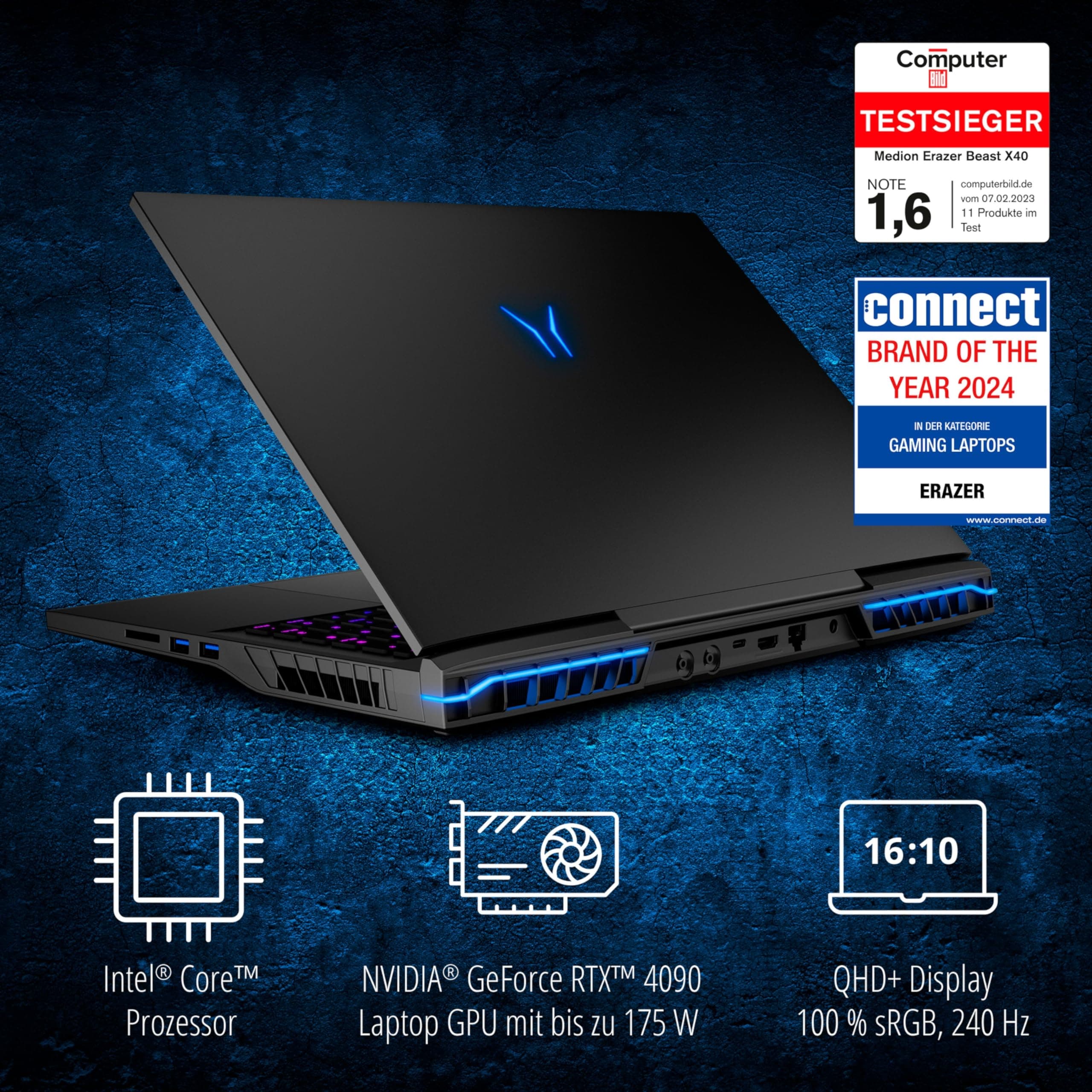 ERAZER Beast X40 43,2cm (17" Zoll 240Hz) QHD+ Gaming Notebook (Intel Core i9-13900HX, 32GB DDR5 RAM, 2TB SSD, GeForce RTX 4090 16GB GDDR6, Win 11 Home) Bild 4