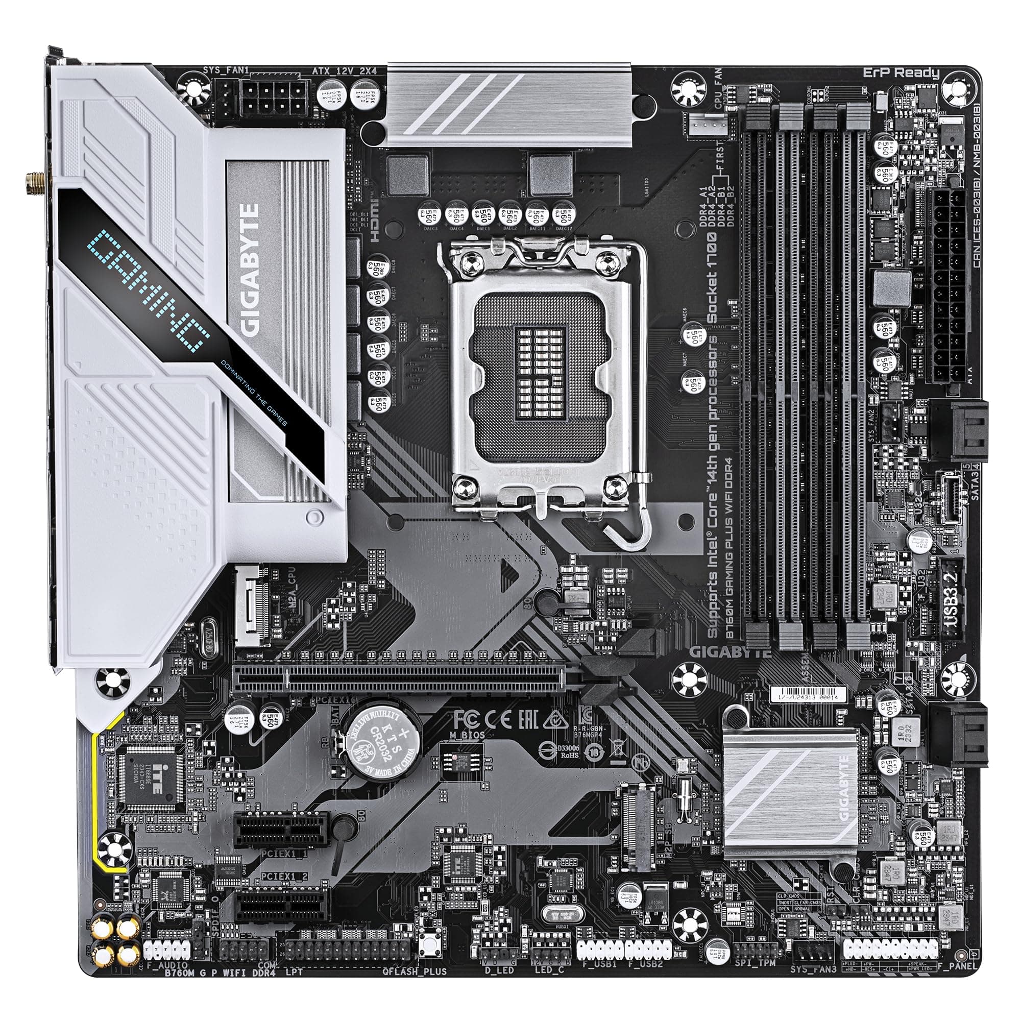 GIGABYTE B760M Gaming Plus WiFi DDR4-Mainboard - Unterstützt 14. Gen. Intel Core CPUs, 4+1+1 Phasen VRM, bis zu 5333 MHz DDR4 (OC), 2xPCIe 4.0 M.2, Wi-Fi 6, 1 GbE LAN, USB 3.2 Gen 1 Bild 3