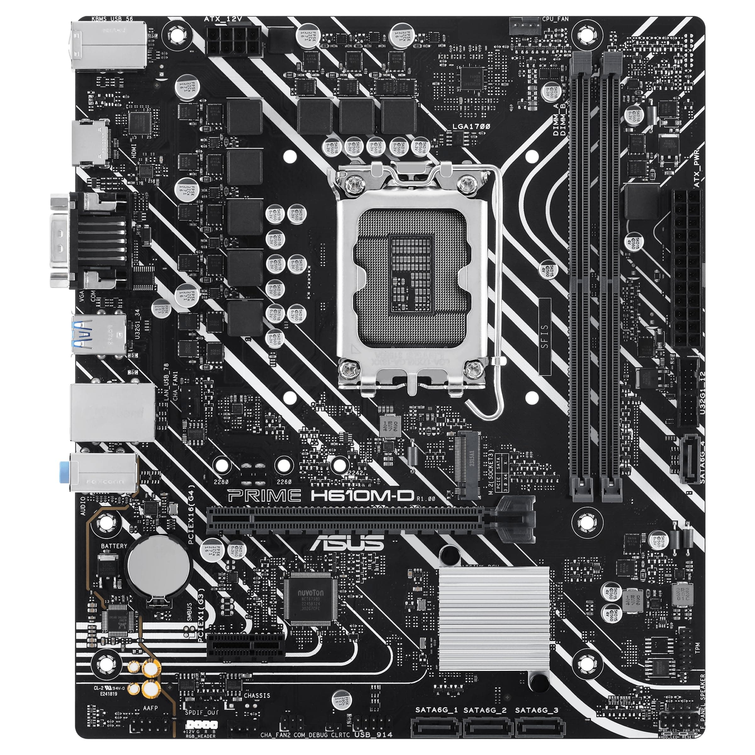 ASUS Prime H610M-D Gaming Mainboard Sockel Intel LGA 1700 (Micro-ATX, DDR5, PCIe 4.0, M.2, HDMI, VGA, USB 3.2 Gen 1, SATA 6Gbit/s, COM Port, RGB Header) Bild 4