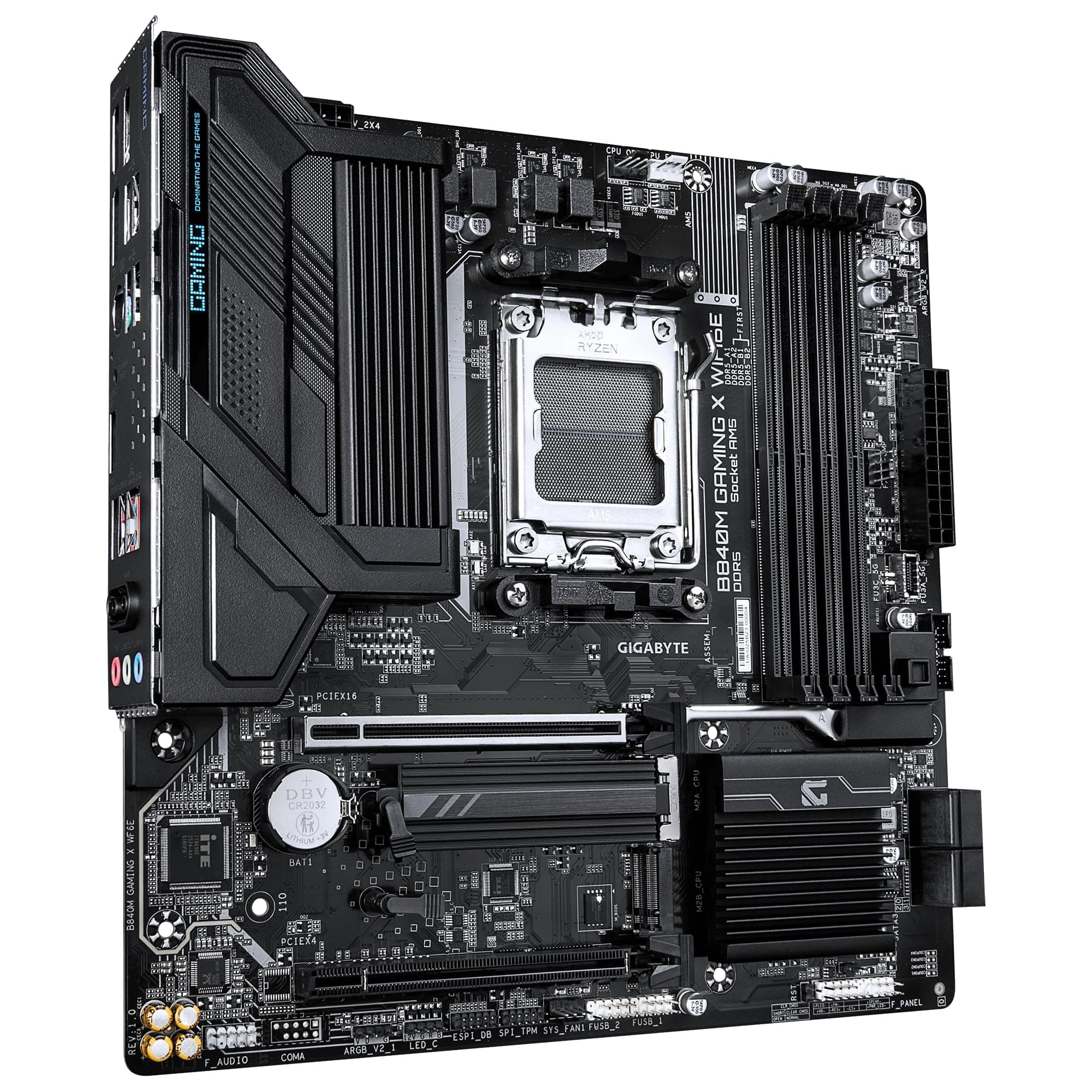 GIGABYTE B840M Gaming X WIFI6E Mainboard – AMD Ryzen 9000 CPUs, 8+2+2-Phasen-VRM, bis zu 8200 MHz DDR5 (O.C.), 2× PCIe-4.0-M.2, Wi-Fi 6E, 2,5-GbE-LAN, USB 3.2 Gen 1 Bild 5