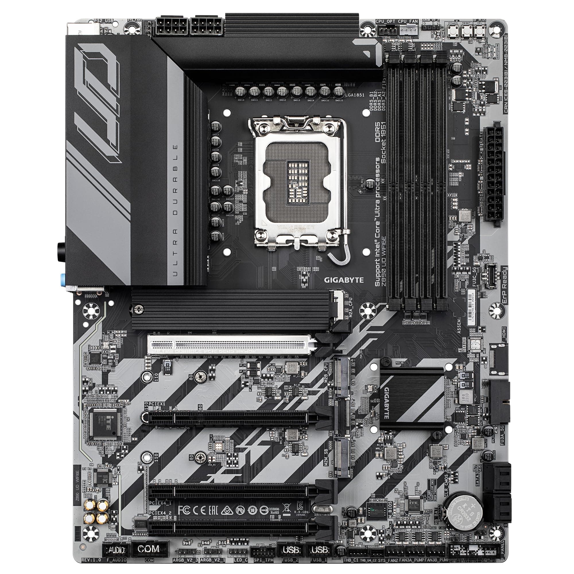 GIGABYTE Z890 UD WIFI6E Motherboard - Unterstützt Intel Core Ultra (Serie 2) CPUs, 12+1+2 Phasen VRM, bis zu 8800MHz DDR5 (OC), 1xPCIe 5.0 + 2xPCIe 4.0, Wi-Fi 6E, 2.5GbE LAN, Thunderbolt 4 Bild 3