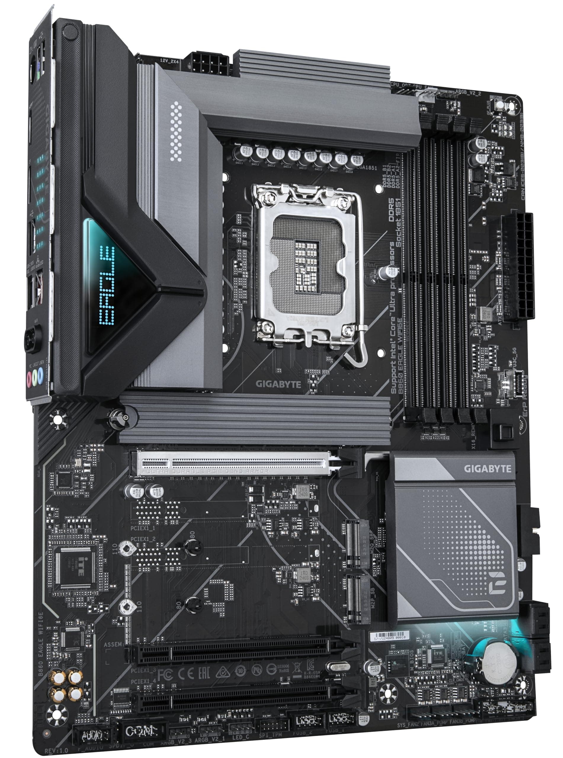 GIGABYTE B860 Eagle WIFI6E Mainboard - Intel Core Ultra CPUs, 12+1+2+1 Phasen VRM, bis zu 9066MHz DDR5, 1xPCIe 5.0 + 2xPCIe 4.0 M.2, 2,5 GbE LAN, WiFi 6E, USB 3.2 Gen 2x2 Bild 5